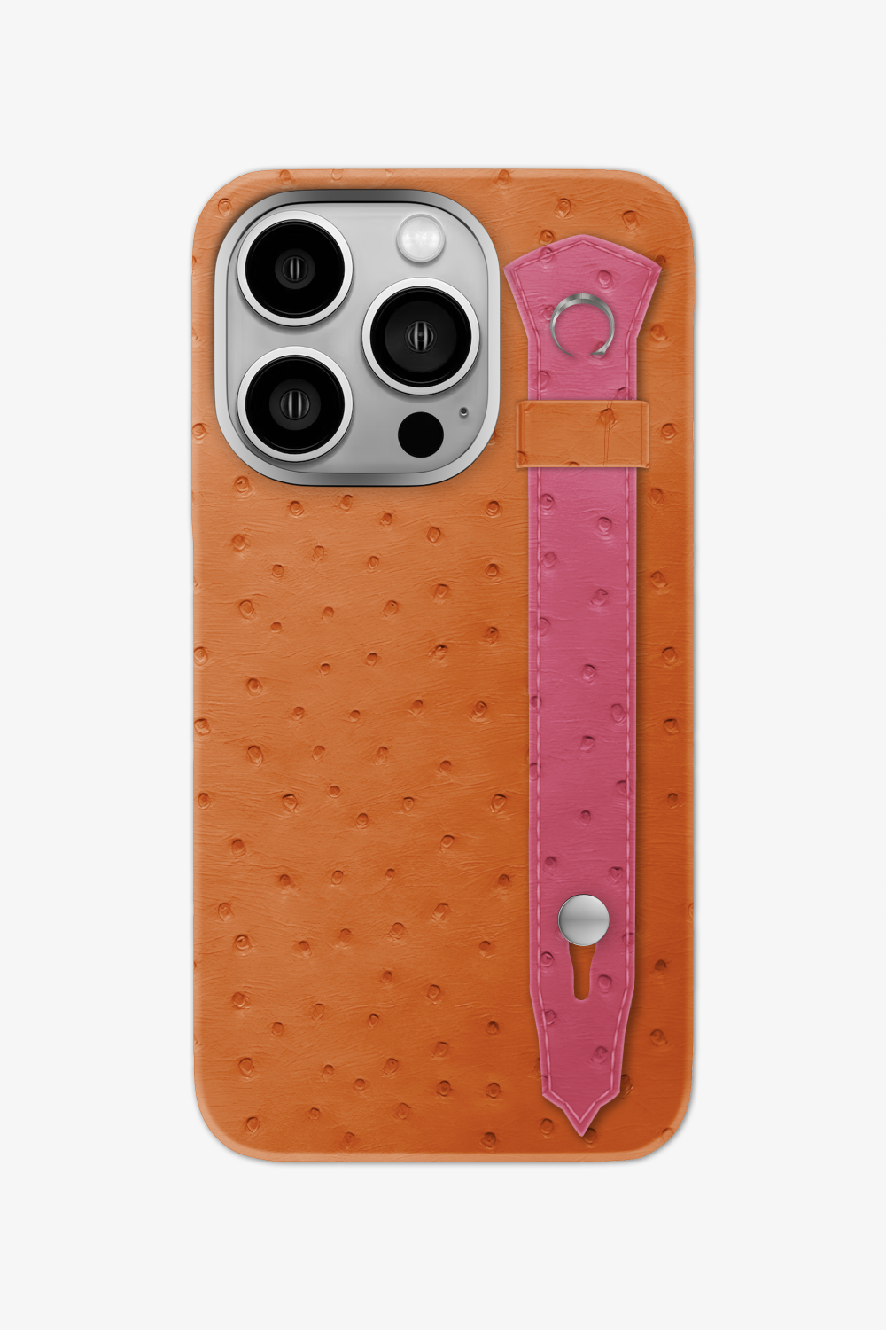 Ostrich Strap Case for iPhone 16 Pro - Orange / Pink Girly - zollofrance