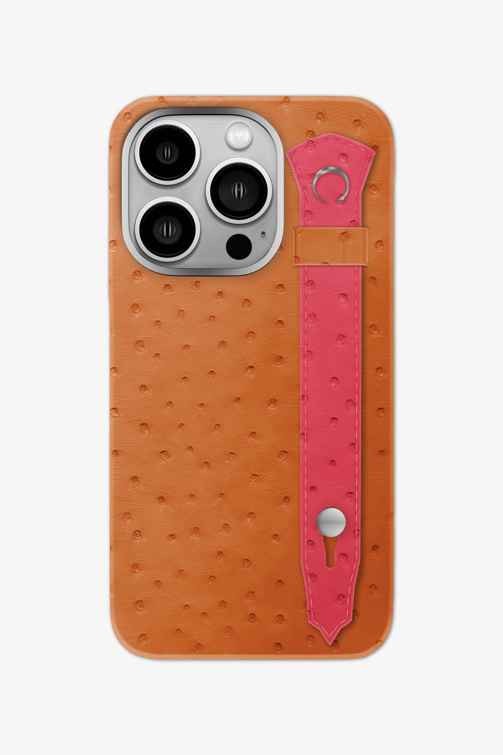 Ostrich Strap Case for iPhone 16 Pro - Orange / Rose - zollofrance