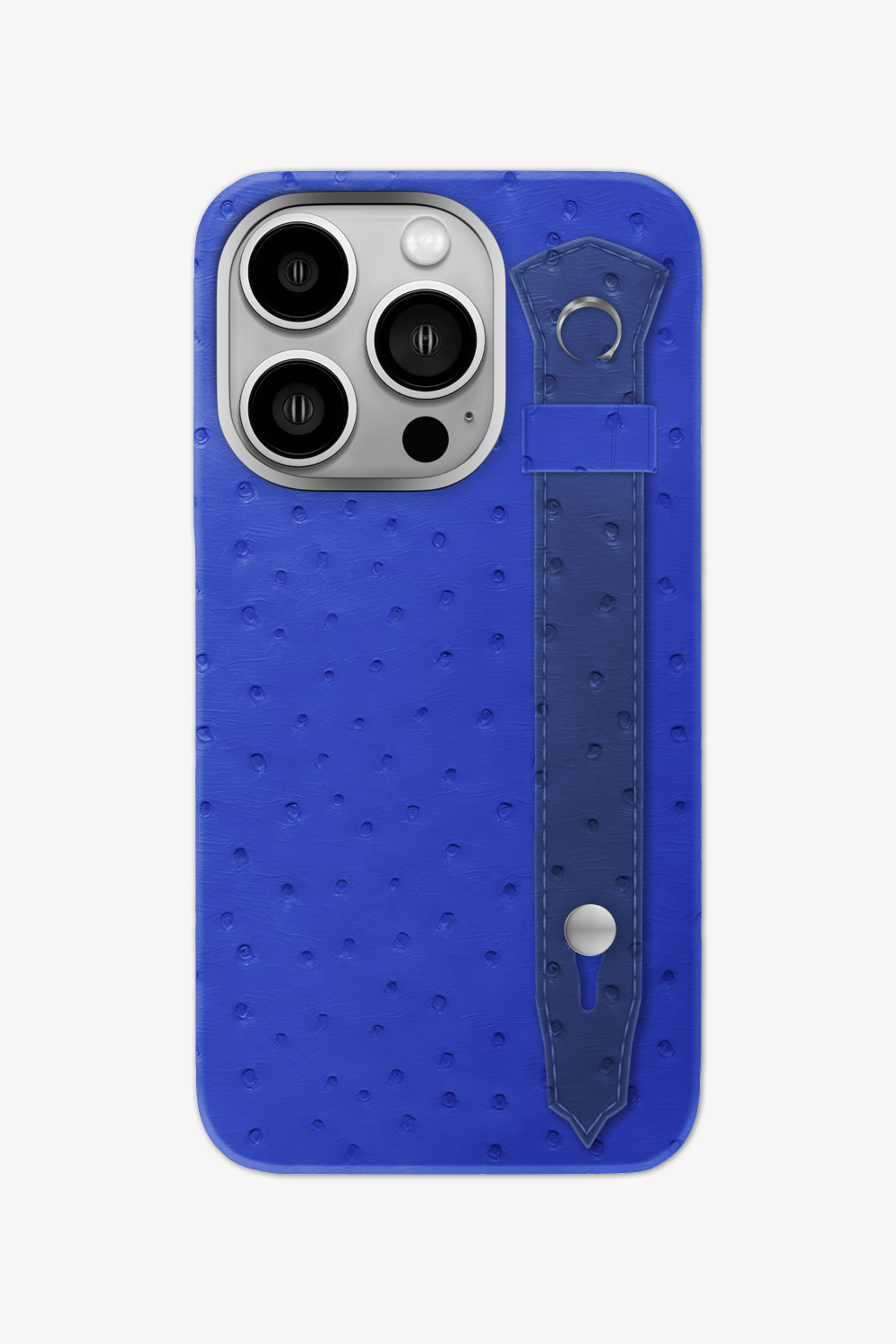 Ostrich Strap Case for iPhone 16 Pro - Blue Peony / Navy Blue - zollofrance