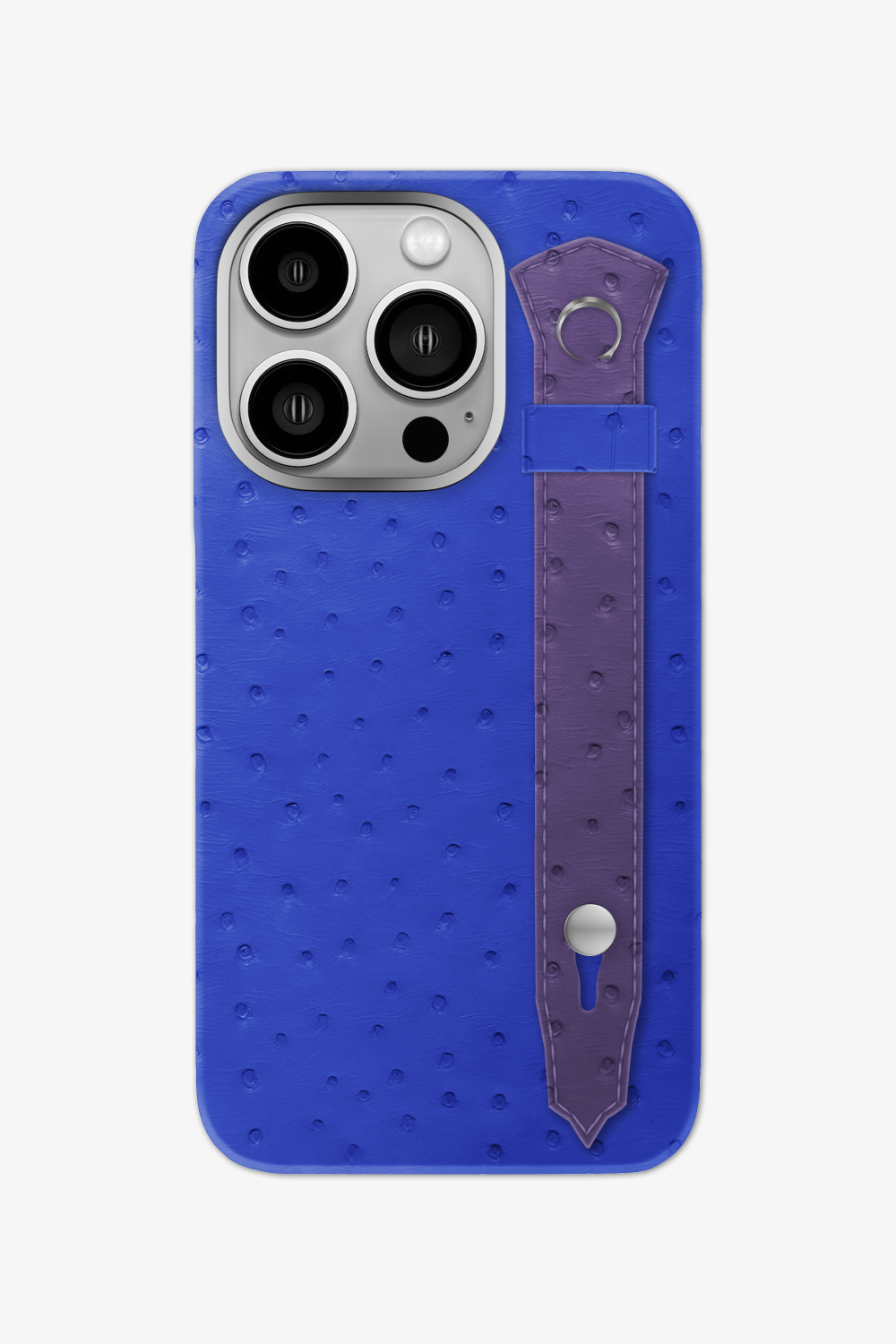 Ostrich Strap Case for iPhone 16 Pro - Blue Peony / Purple - zollofrance