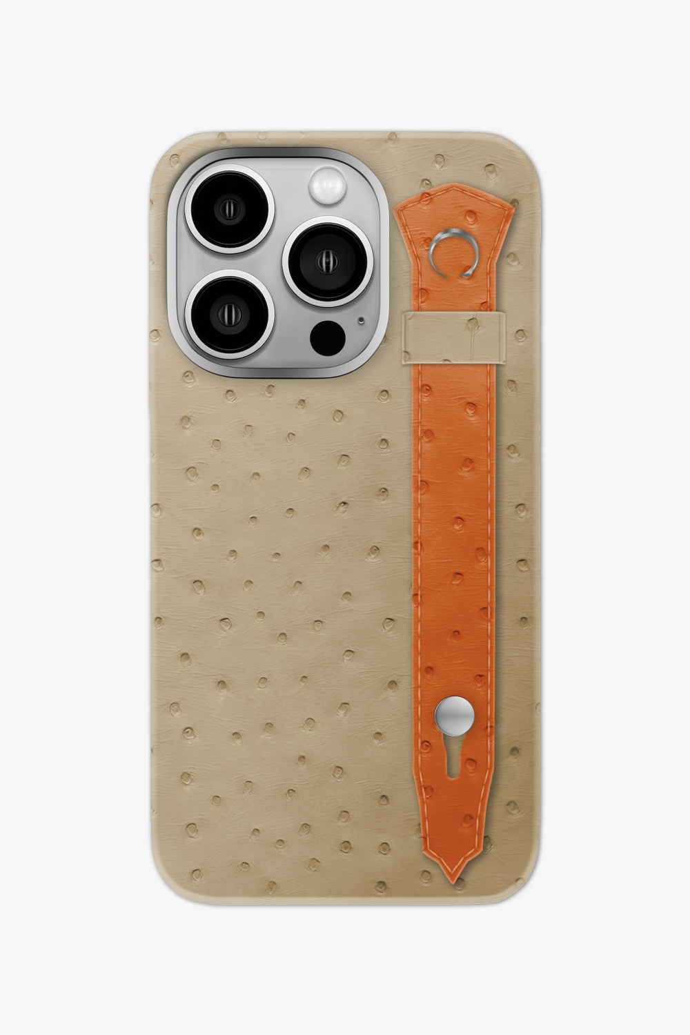 Ostrich Strap Case for iPhone 16 Pro - Vanilla / Orange - zollofrance