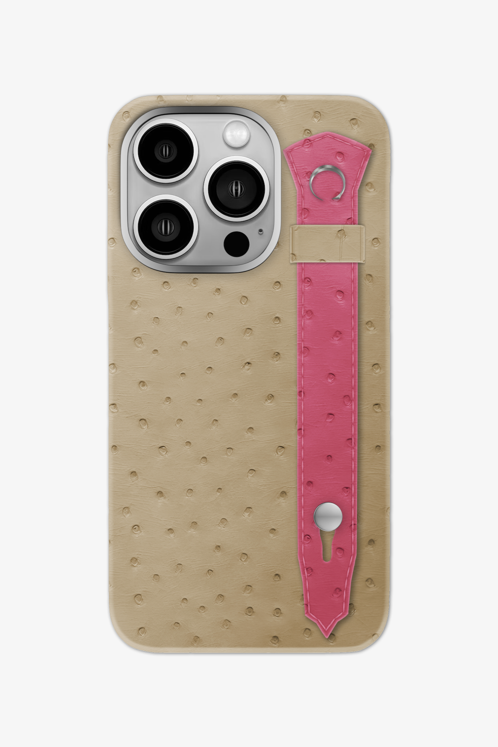 Ostrich Strap Case for iPhone 16 Pro - Vanilla / Pink Girly - zollofrance