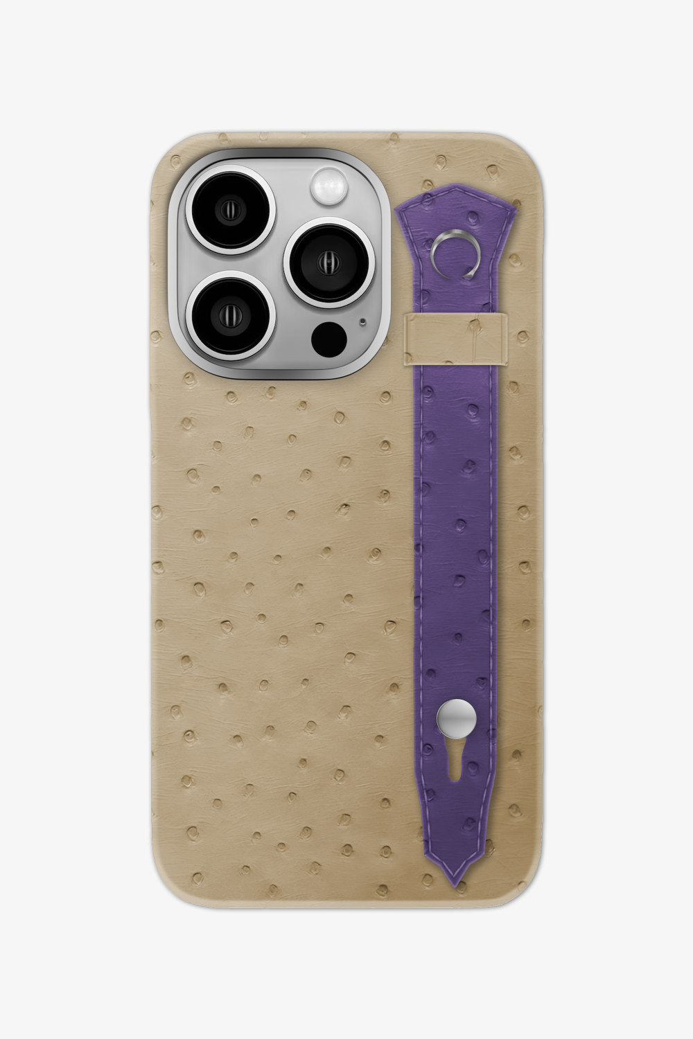 Ostrich Strap Case for iPhone 16 Pro - Vanilla / Purple - zollofrance