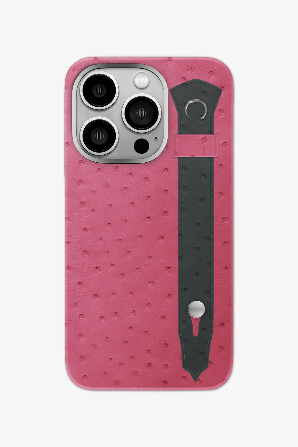 Ostrich Strap Case for iPhone 16 Pro - Pink Girly / Grey Anthracite - zollofrance