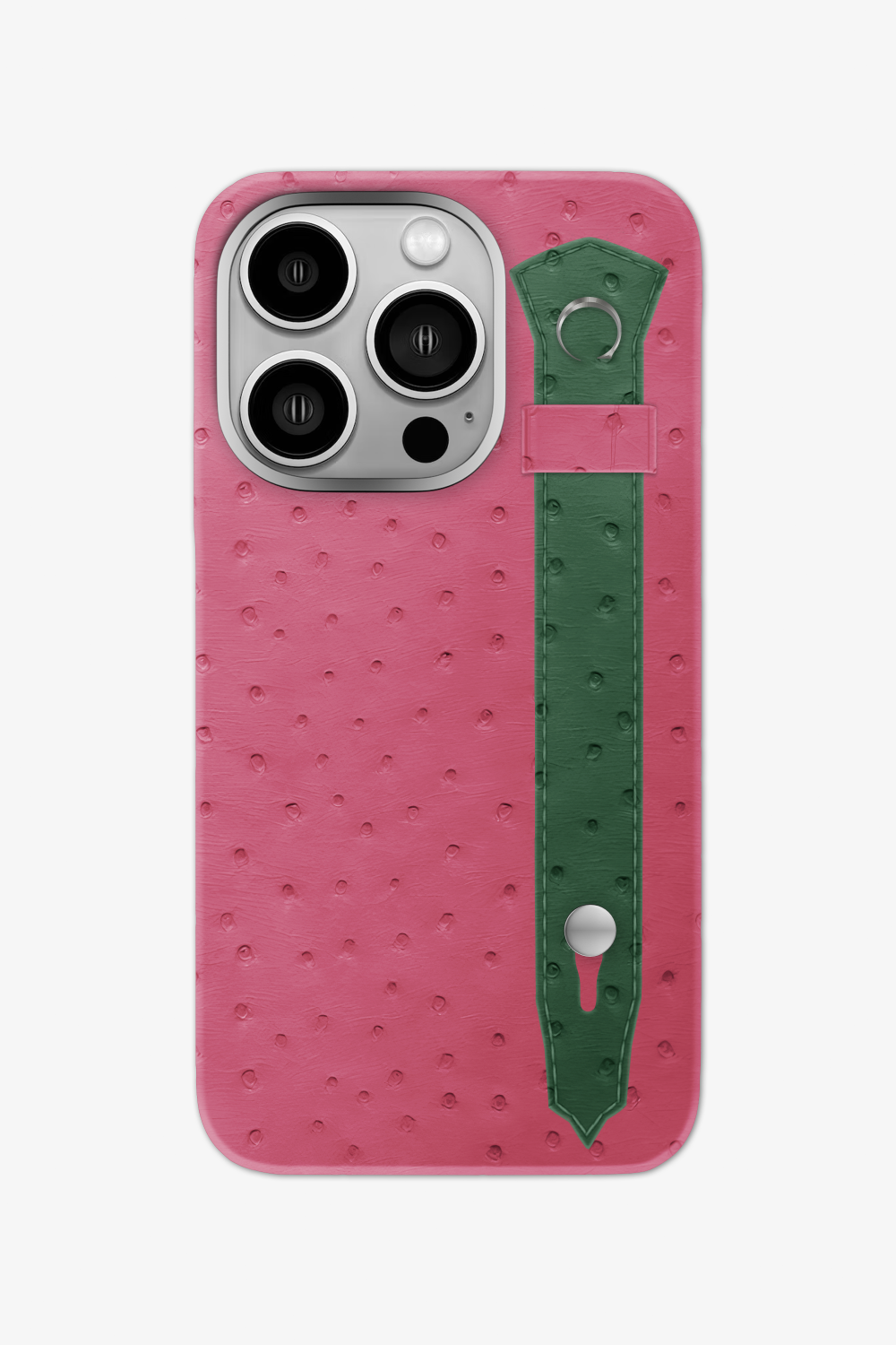 Ostrich Strap Case for iPhone 16 Pro - Pink Girly / Green Sapin - zollofrance