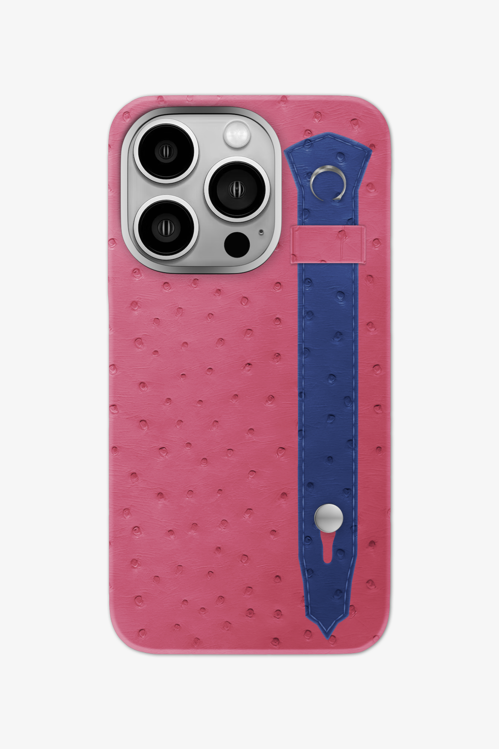 Ostrich Strap Case for iPhone 16 Pro - Pink Girly / Navy Blue - zollofrance