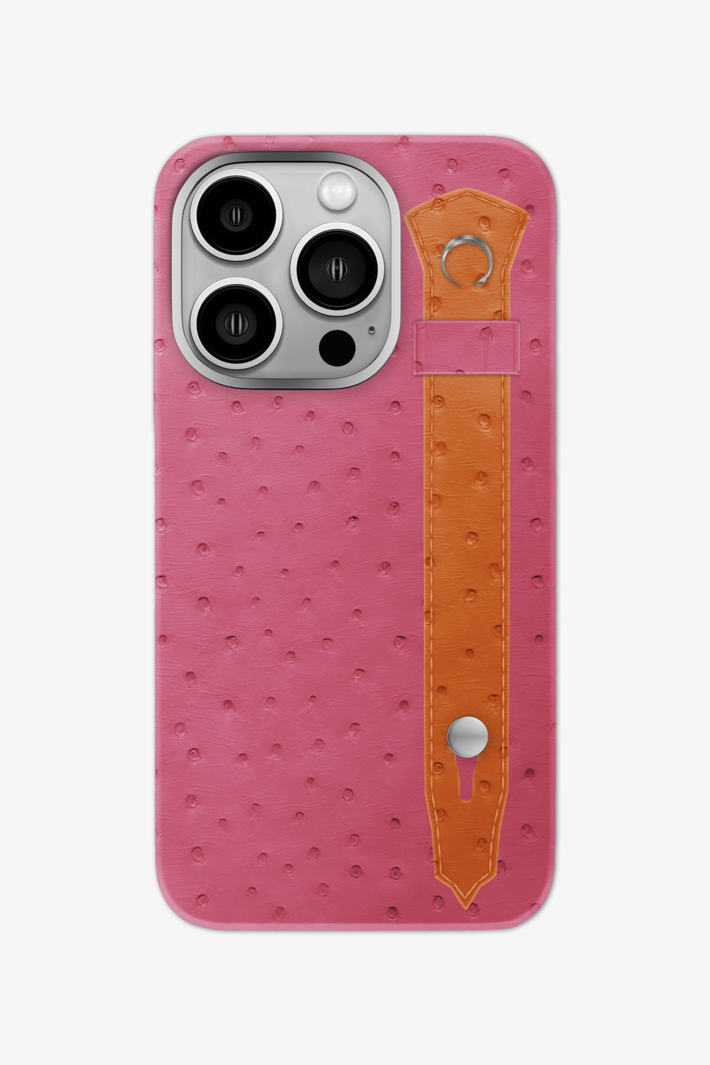 Ostrich Strap Case for iPhone 16 Pro - Pink Girly / Orange - zollofrance