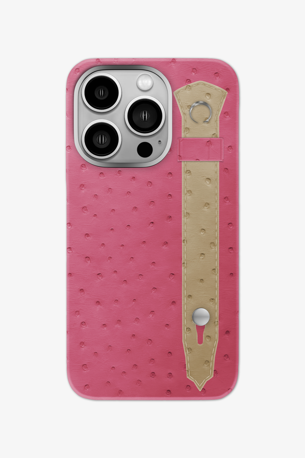 Ostrich Strap Case for iPhone 16 Pro - Pink Girly / Vanilla - zollofrance