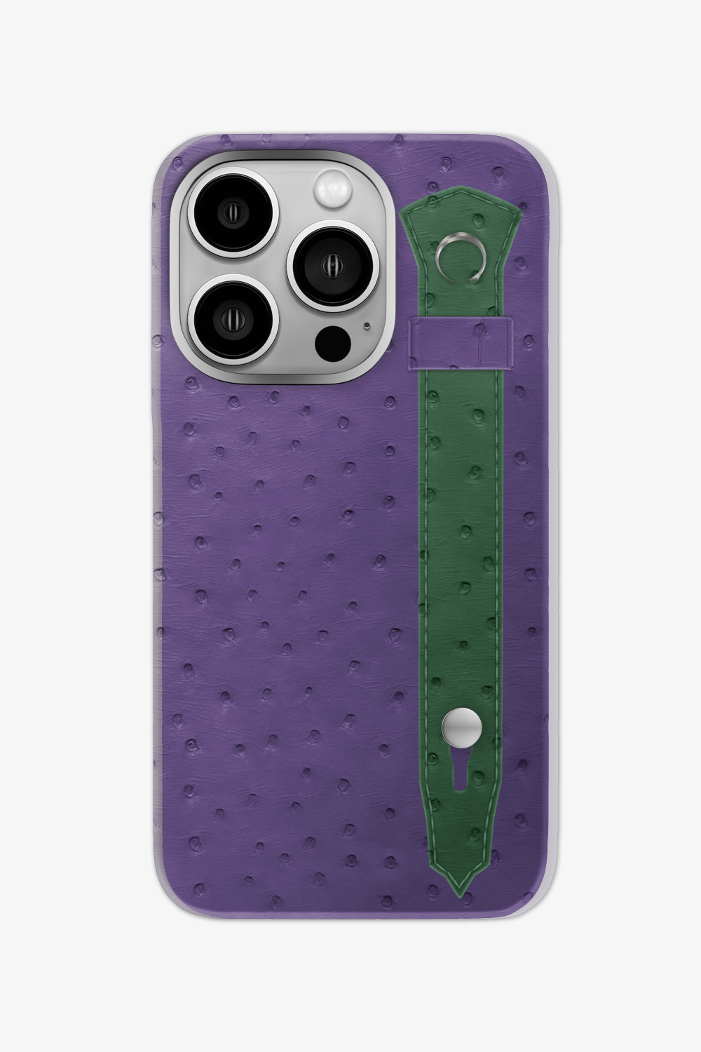 Ostrich Strap Case for iPhone 16 Pro - Purple / Green Sapin - zollofrance