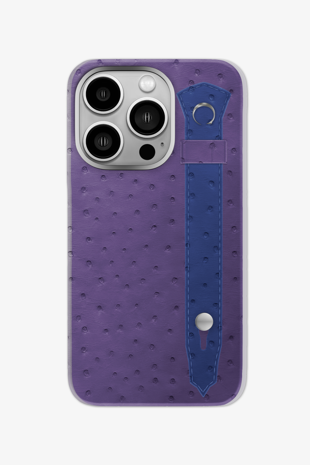 Ostrich Strap Case for iPhone 16 Pro - Purple / Navy Blue - zollofrance