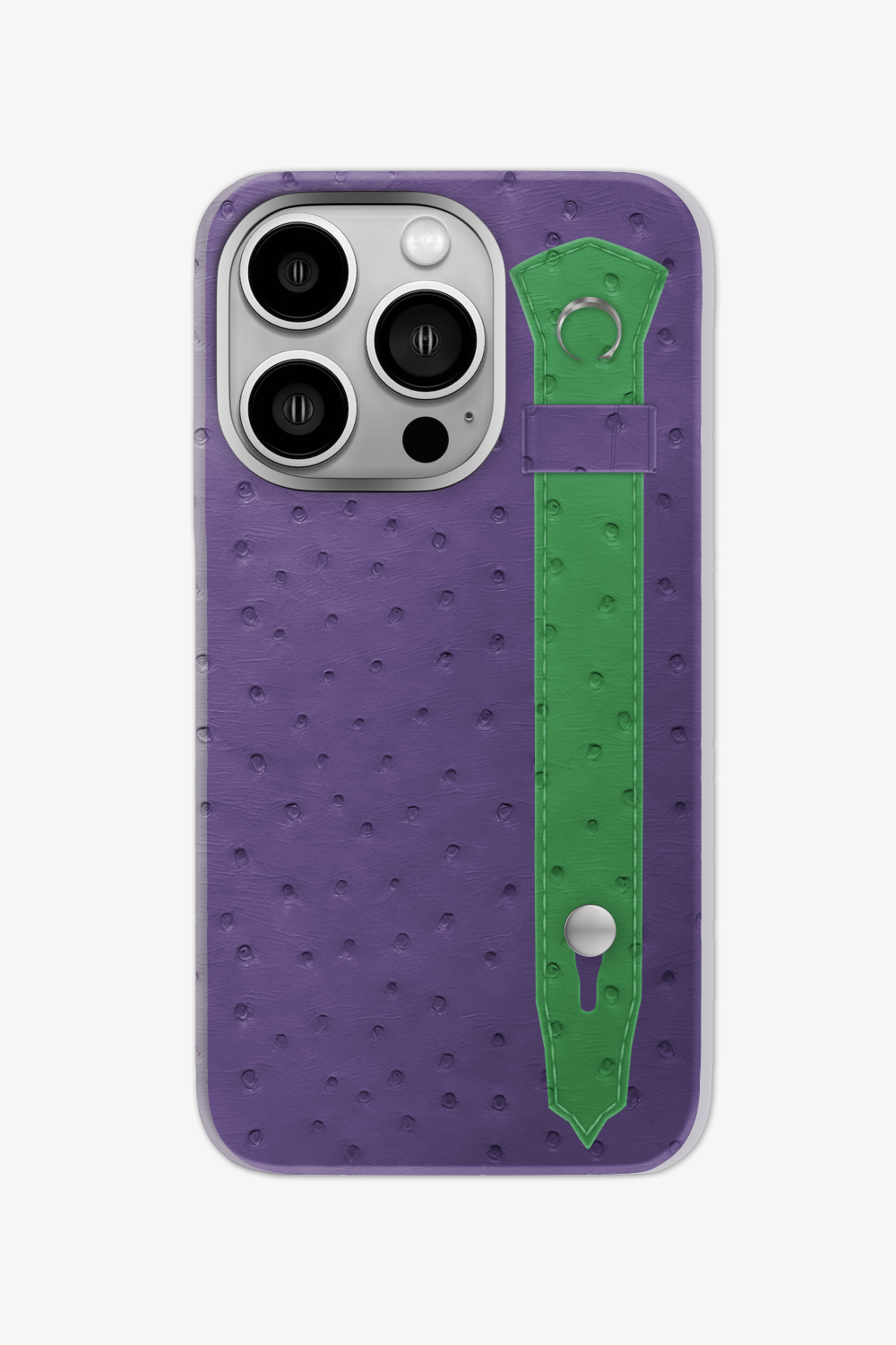 Ostrich Strap Case for iPhone 16 Pro - Purple / Green Emerald - zollofrance