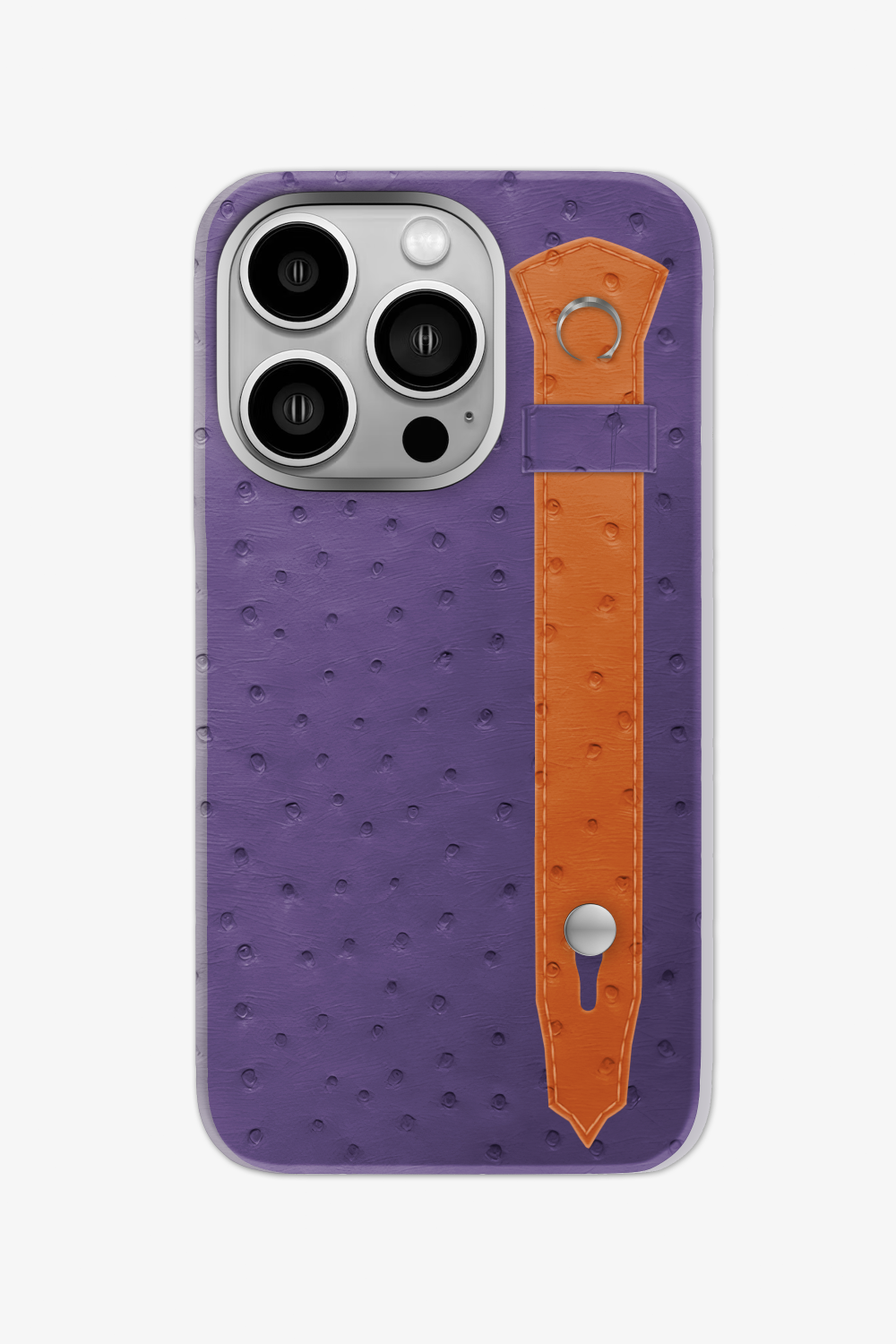 Ostrich Strap Case for iPhone 16 Pro - Purple / Orange - zollofrance