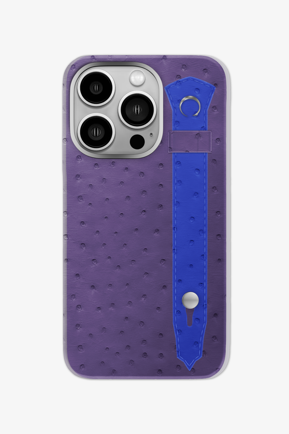 Ostrich Strap Case for iPhone 16 Pro - Purple / Blue Peony - zollofrance