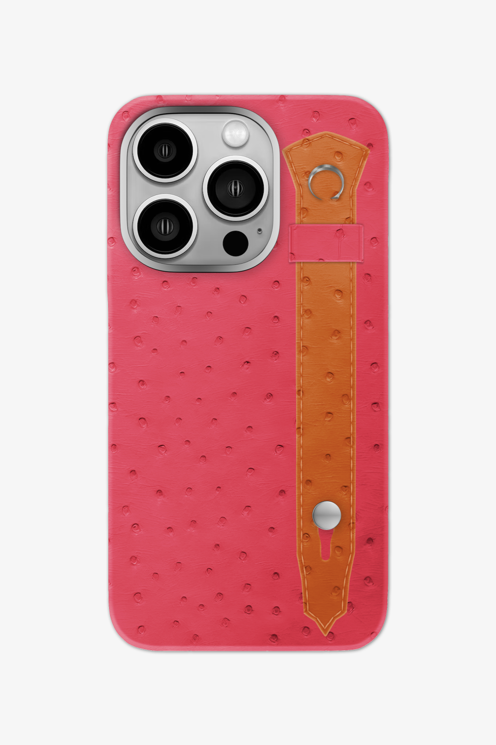 Ostrich Strap Case for iPhone 16 Pro - Rose / Orange - zollofrance