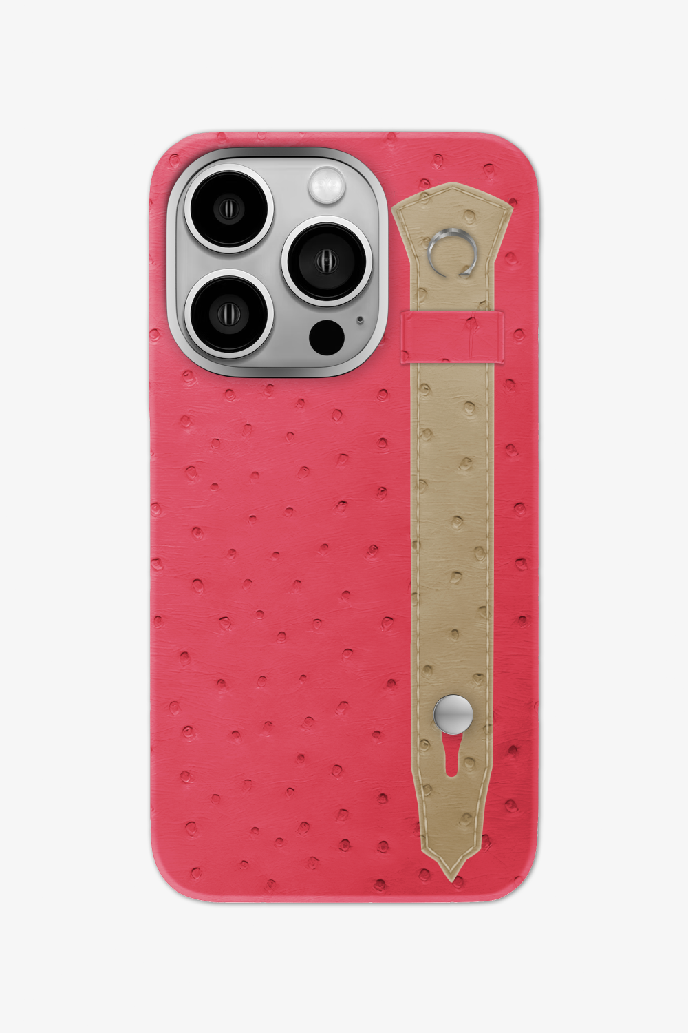 Ostrich Strap Case for iPhone 16 Pro - Rose / Vanilla - zollofrance