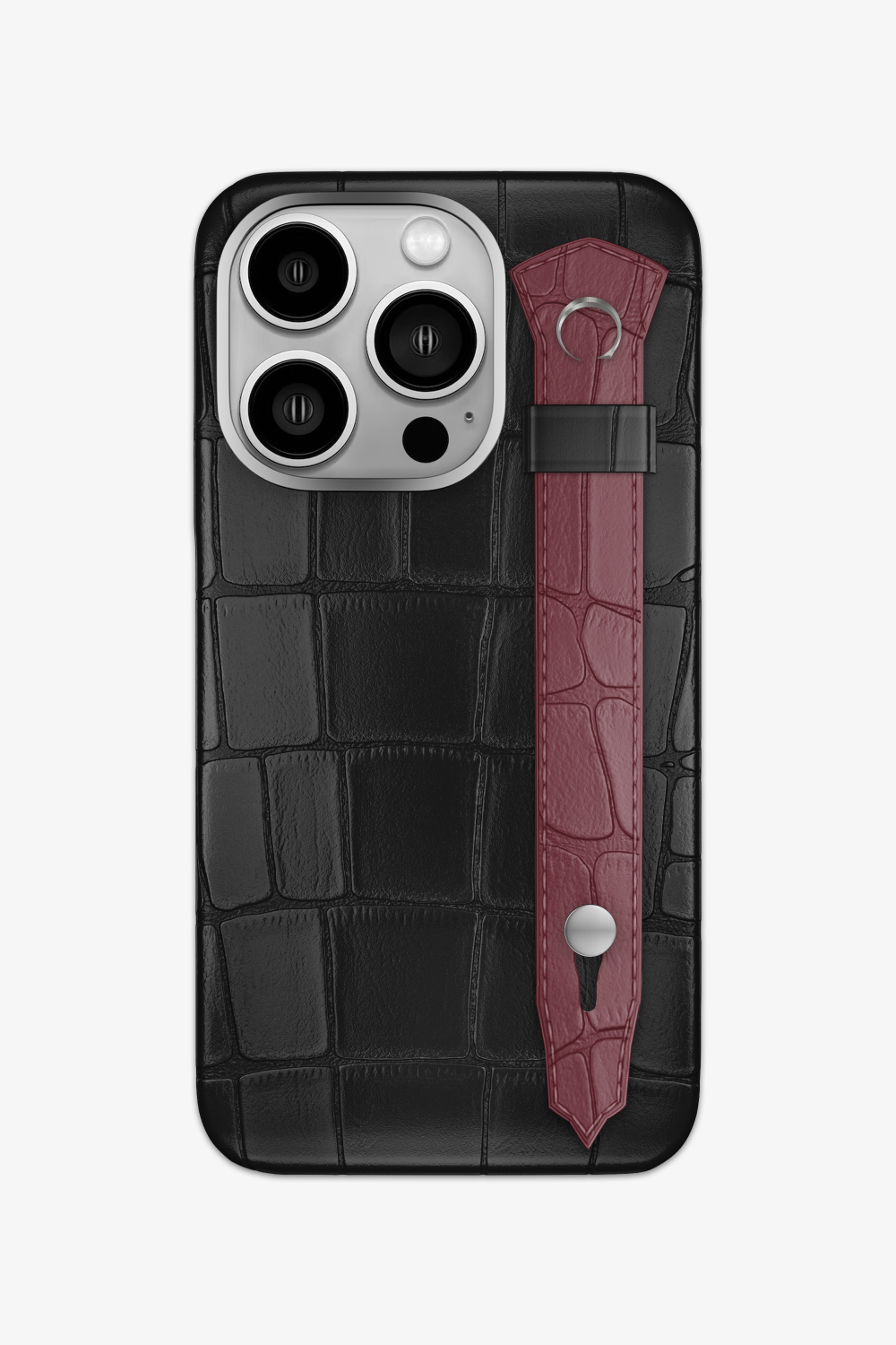 Alligator Strap Case for iPhone 16 Pro - Black / Burgundy - zollofrance