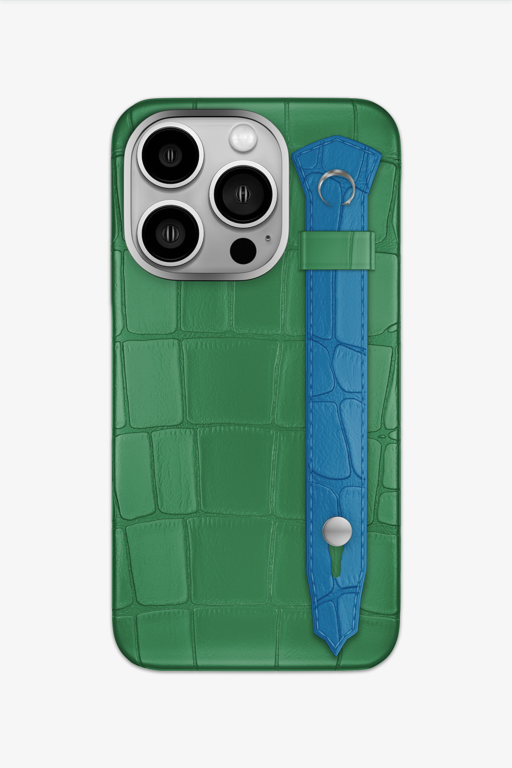 Alligator Strap Case for iPhone 16 Pro - Green Emerald / Blue Lagoon - zollofrance