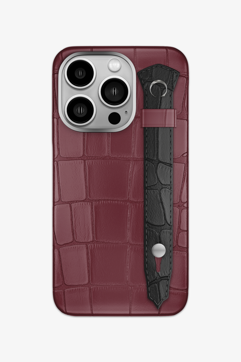 Alligator Strap Case for iPhone 16 Pro - Burgundy / Black - zollofrance