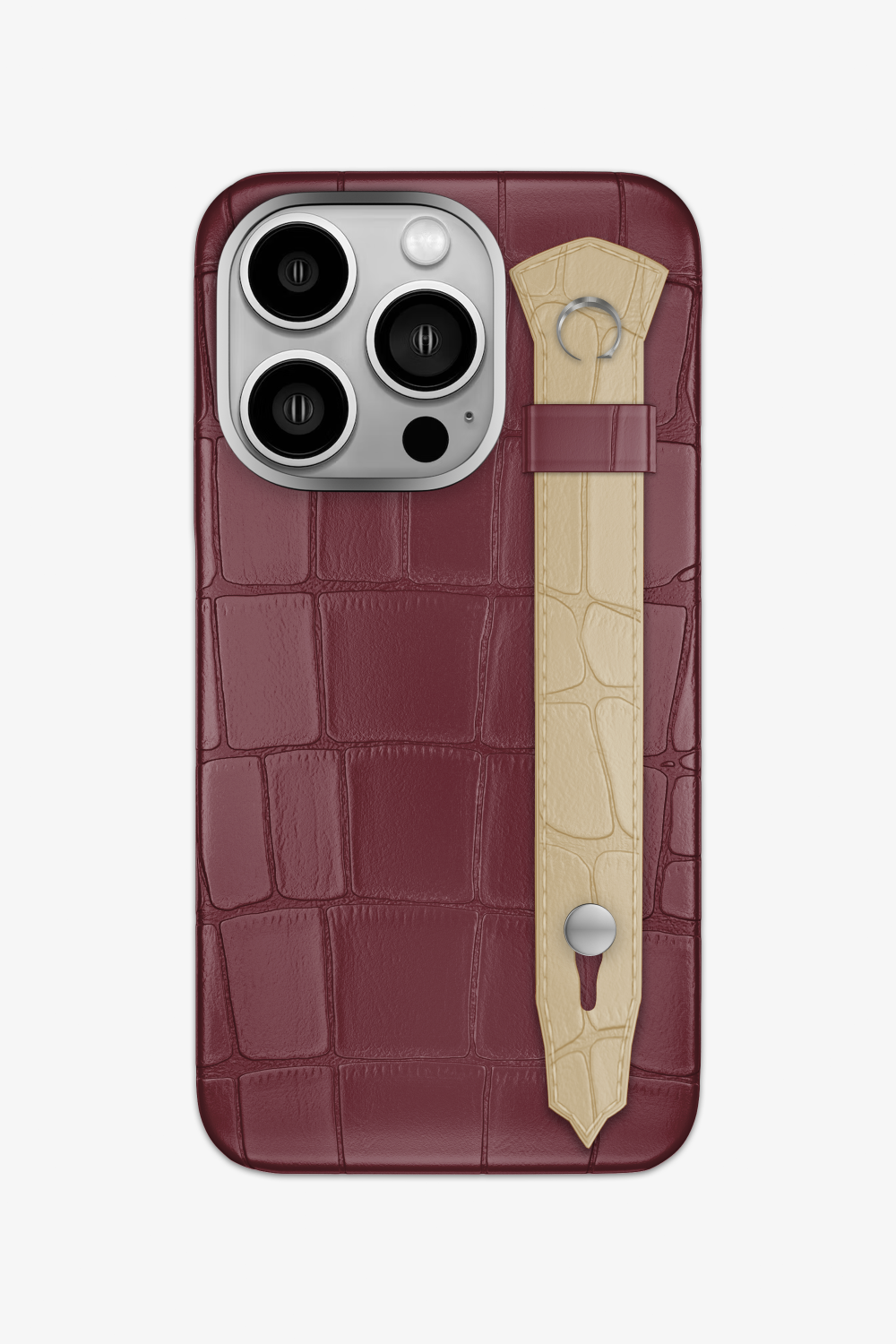 Alligator Strap Case for iPhone 16 Pro - Burgundy / Vanilla - zollofrance