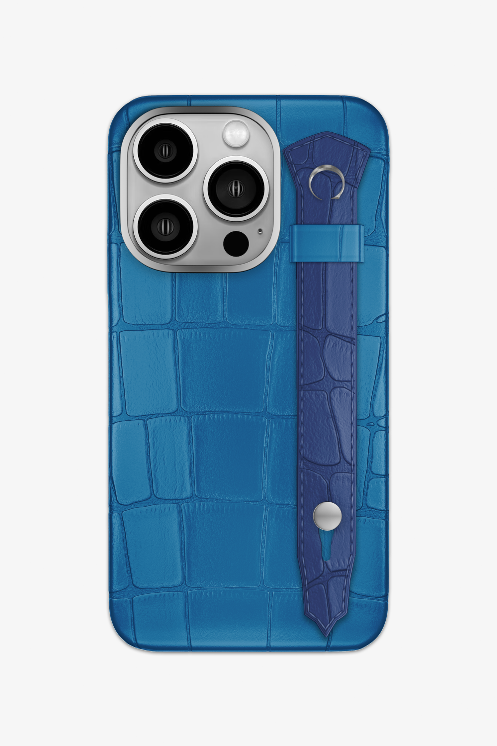 Alligator Strap Case for iPhone 16 Pro - Blue Lagoon / Navy Blue - zollofrance