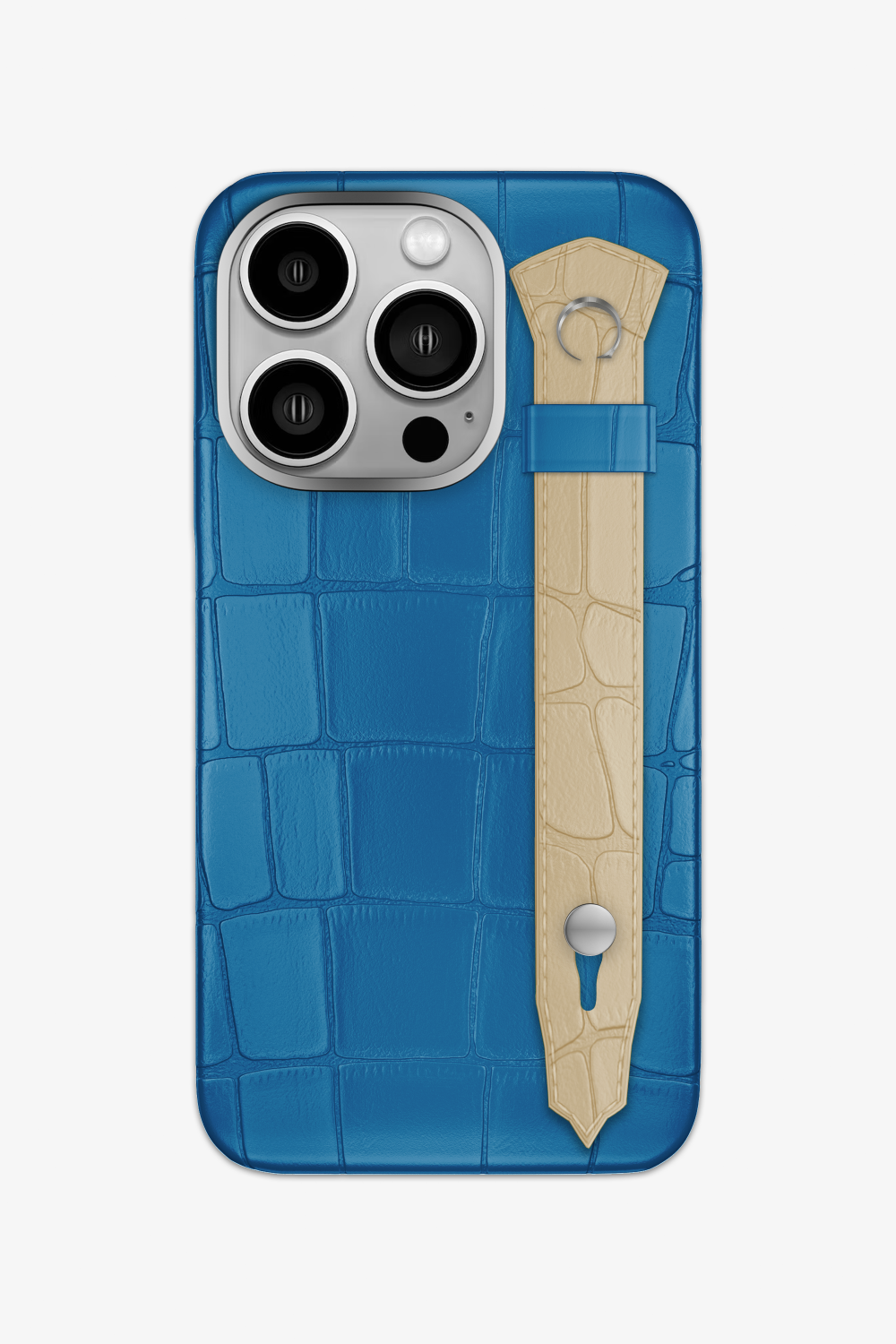 Alligator Strap Case for iPhone 16 Pro - Blue Lagoon / Vanilla - zollofrance