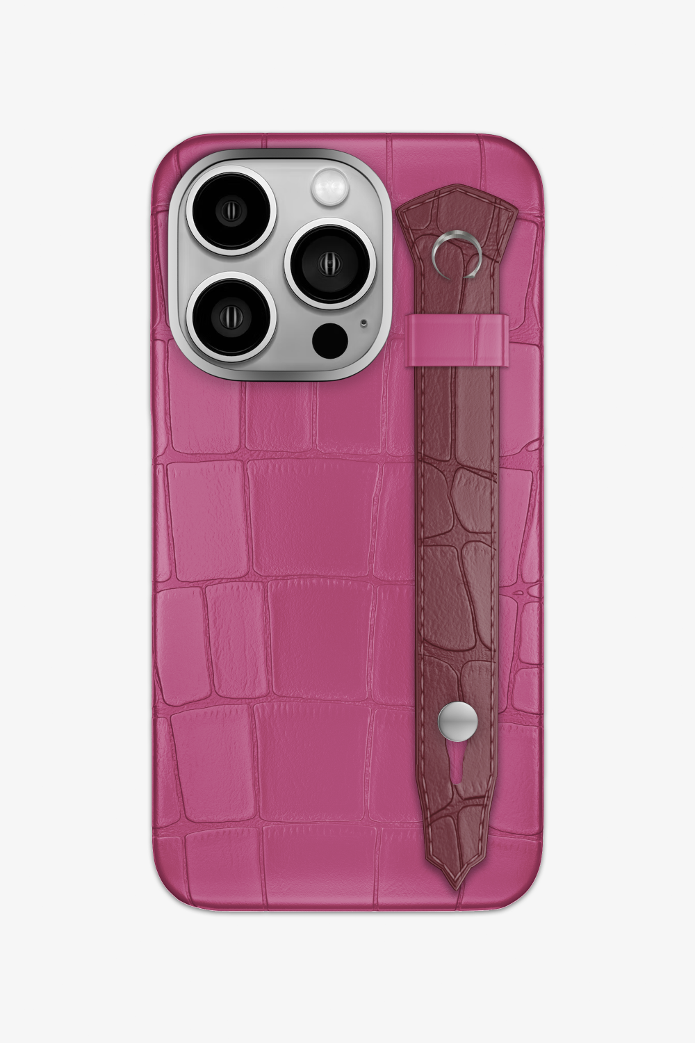 Alligator Strap Case for iPhone 16 Pro - Pink Fuchsia / Burgundy - zollofrance