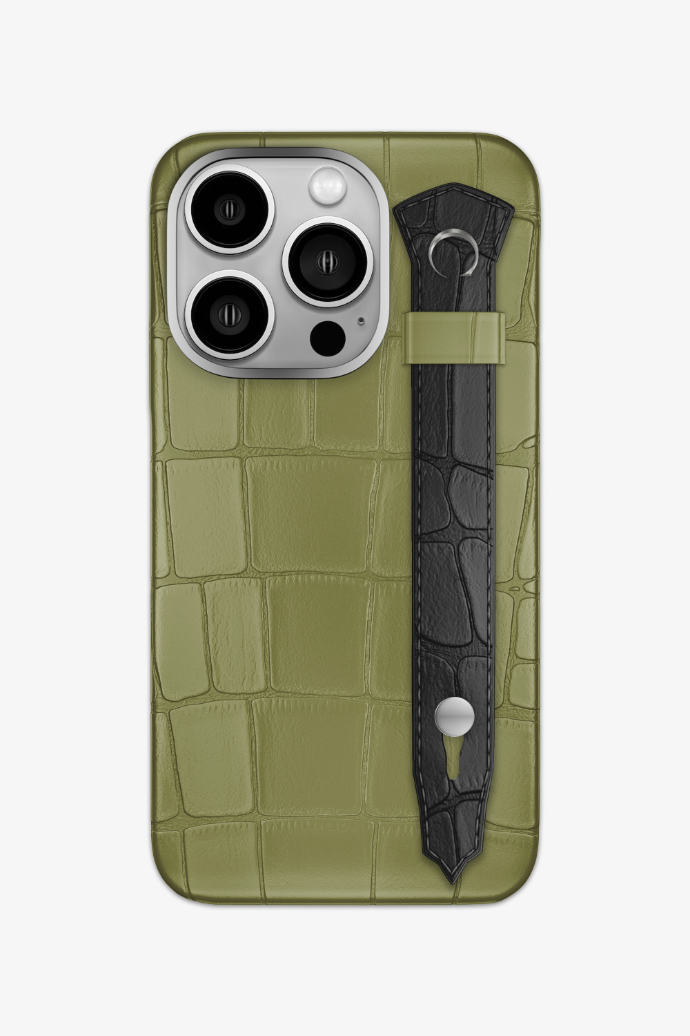 Alligator Strap Case for iPhone 16 Pro - Khaki / Black - zollofrance