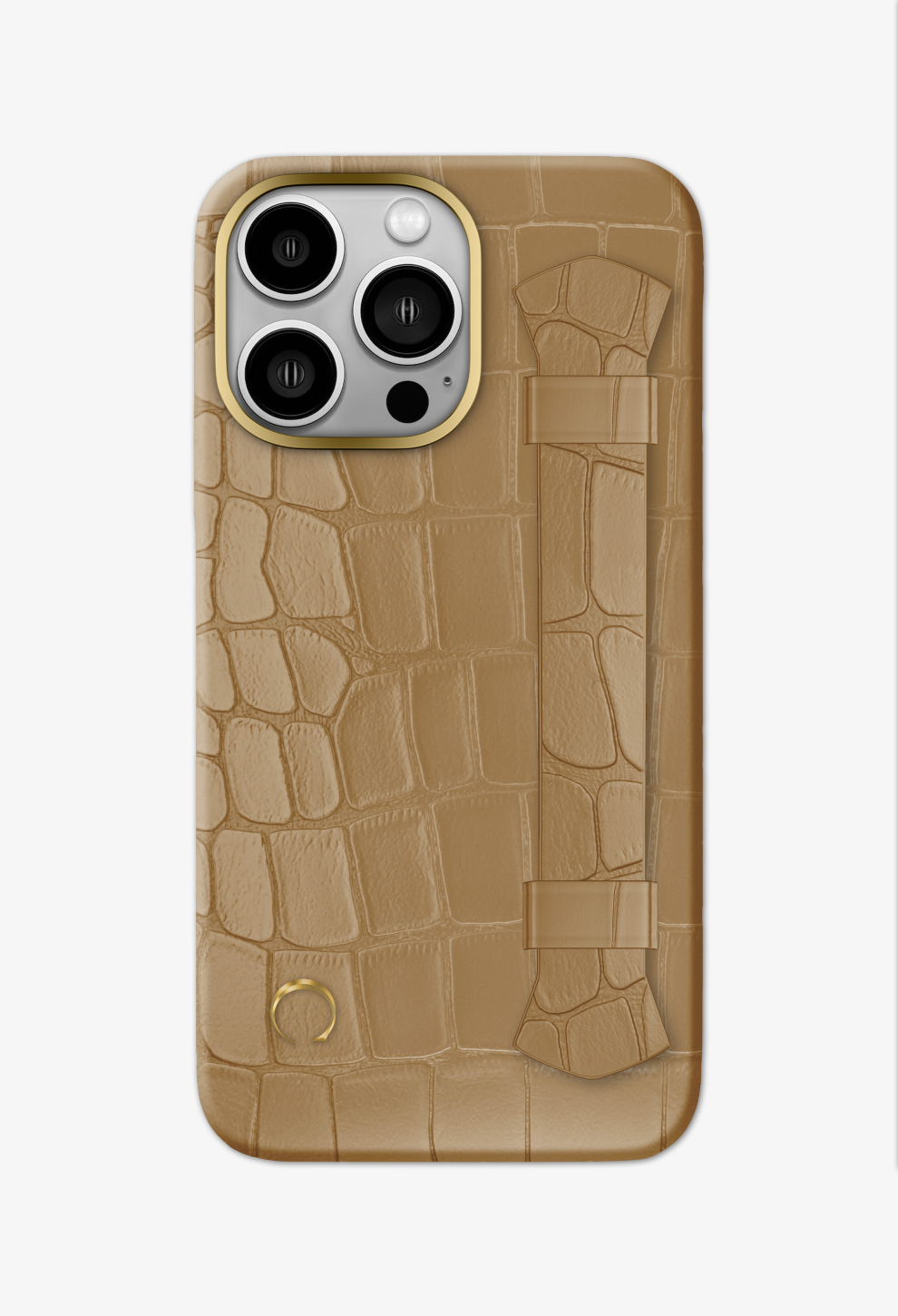 Cream Alligator Double Headed Strap Case for iPhone 14 Pro - Gold / Cream - zollofrance
