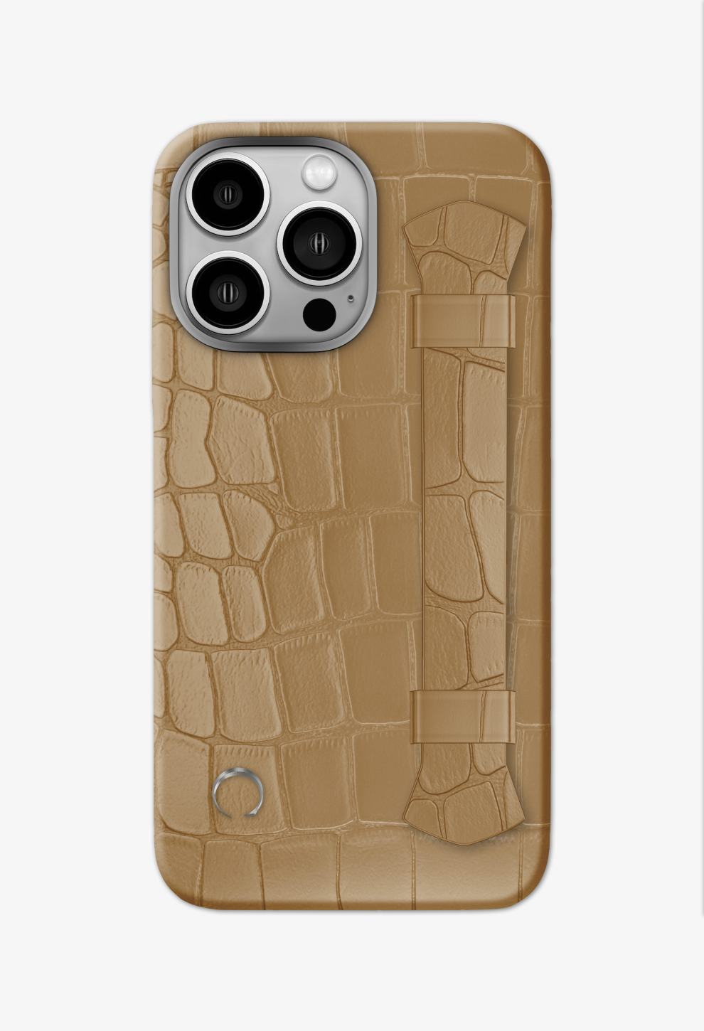 Cream Alligator Double Headed Strap Case for iPhone 15 Pro - Stainless Steel / Cream - zollofrance