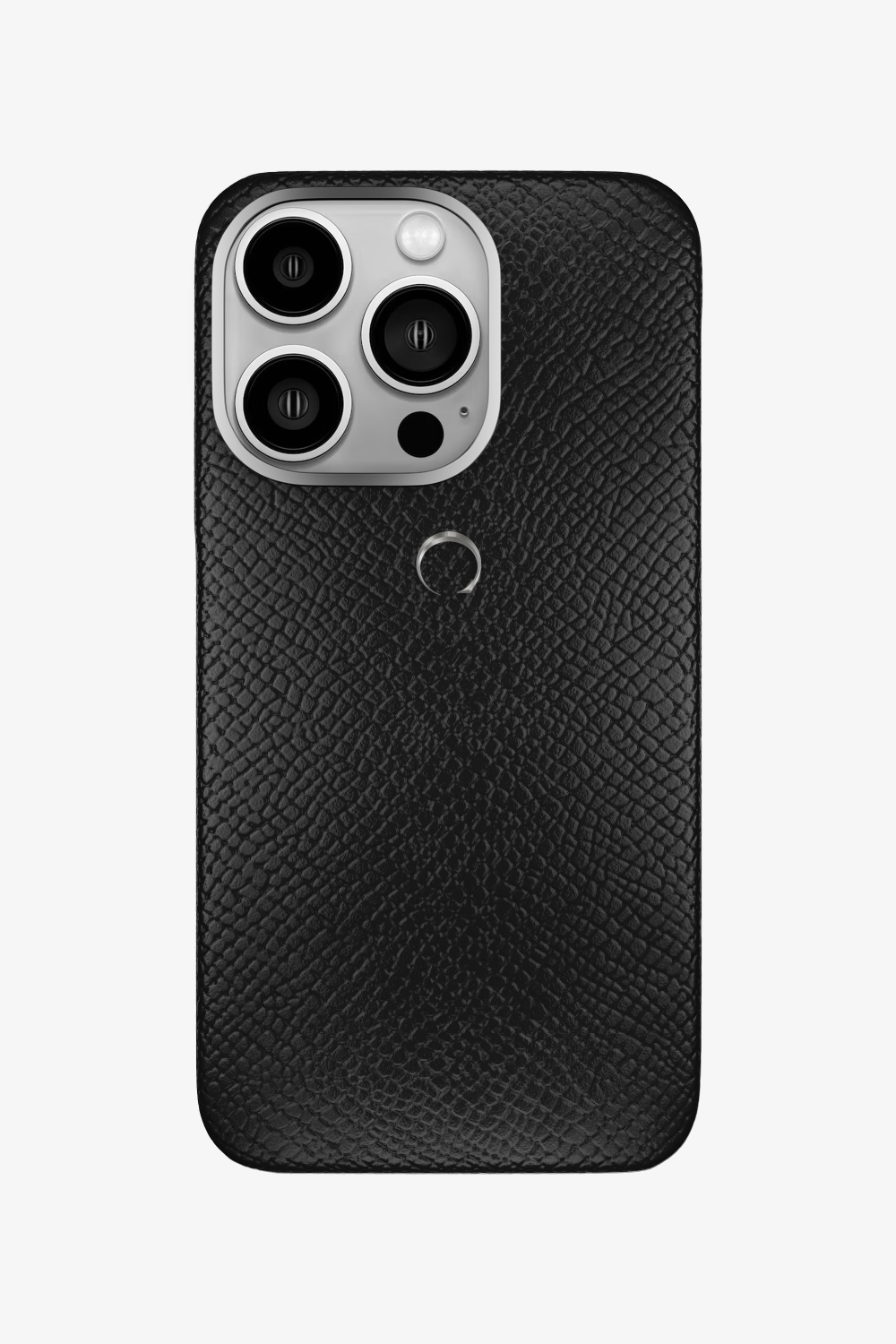 Calfskin Case for iPhone 15 Pro - Stainless Steel / Black - zollofrance