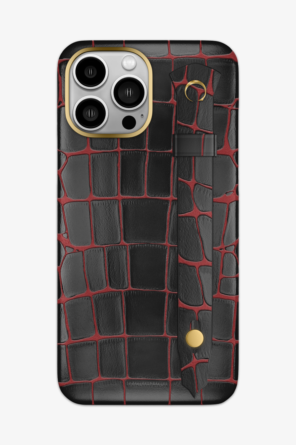Dual Tone Exotic Alligator Strap Case for iPhone 15 Pro Max - Gold / Black Orange - zollofrance