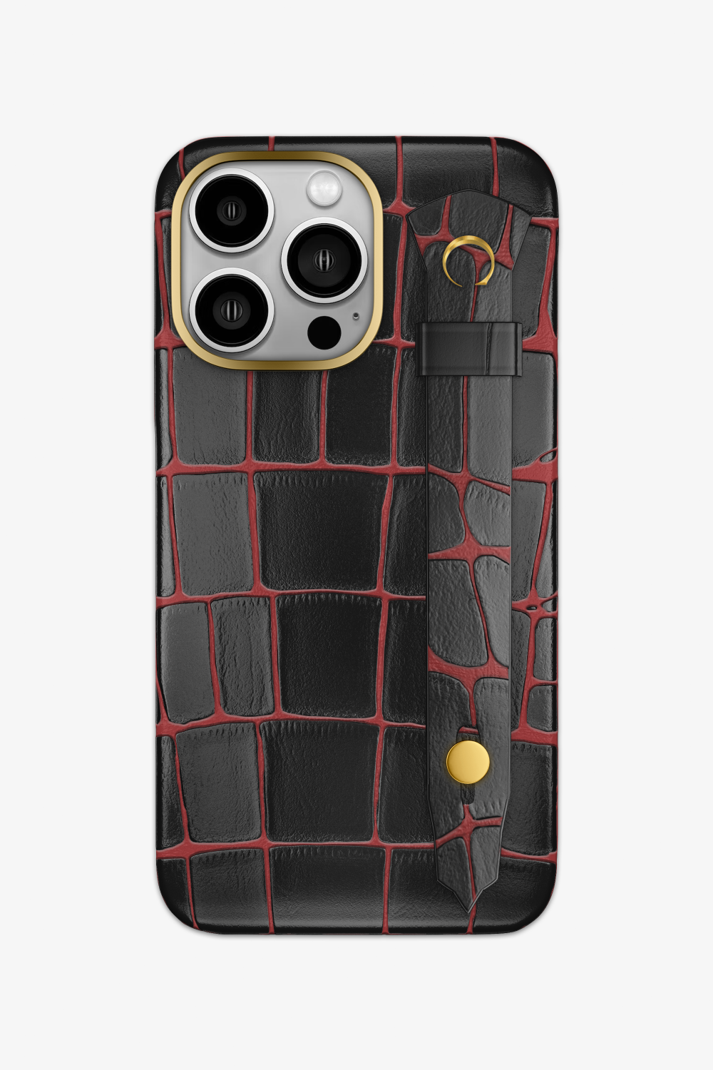 Dual Tone Exotic Alligator Strap Case for iPhone 15 Pro - Gold / Black Orange - zollofrance