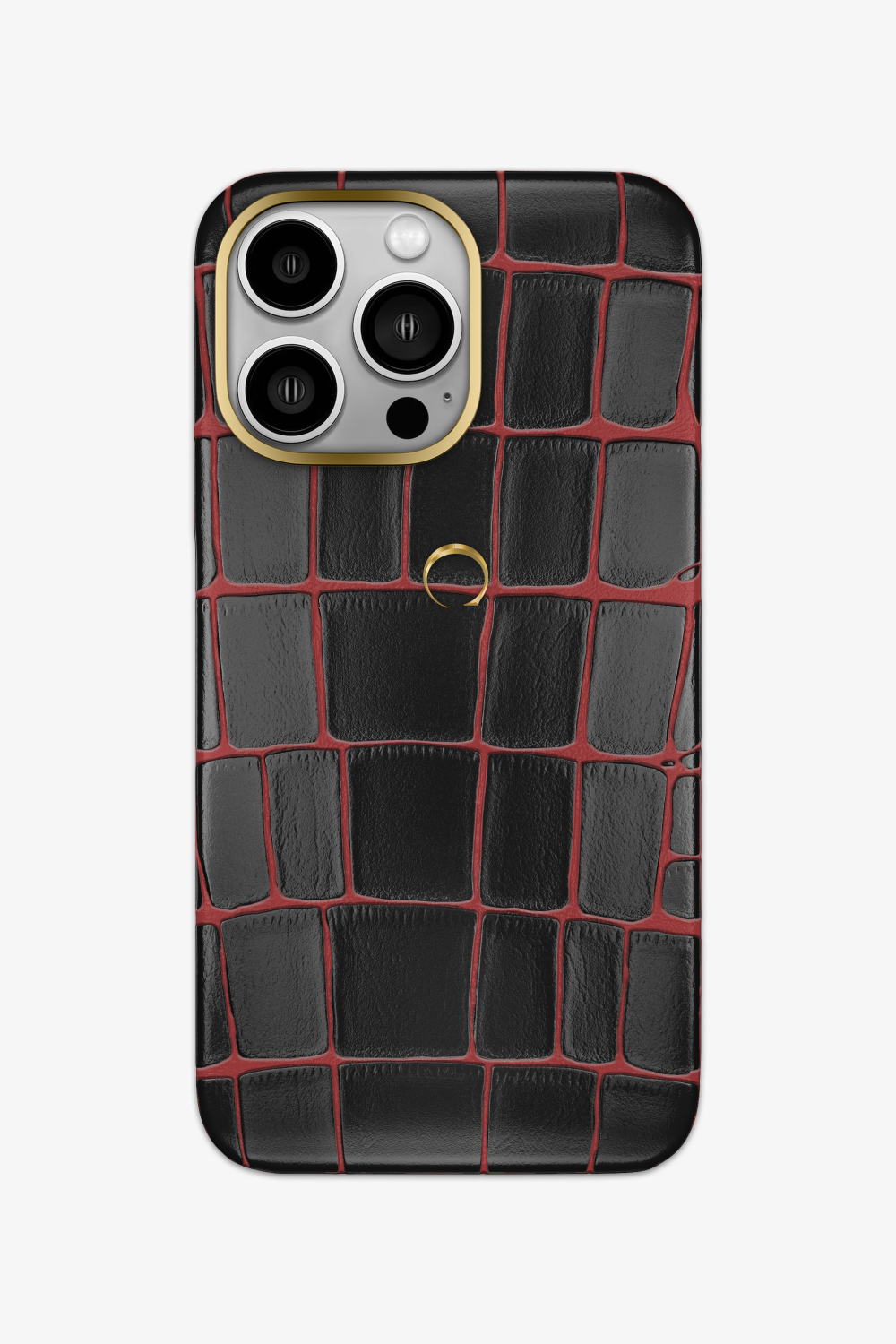 Dual Tone Exotic Alligator Case for iPhone 15 Pro - Gold / Black Orange - zollofrance