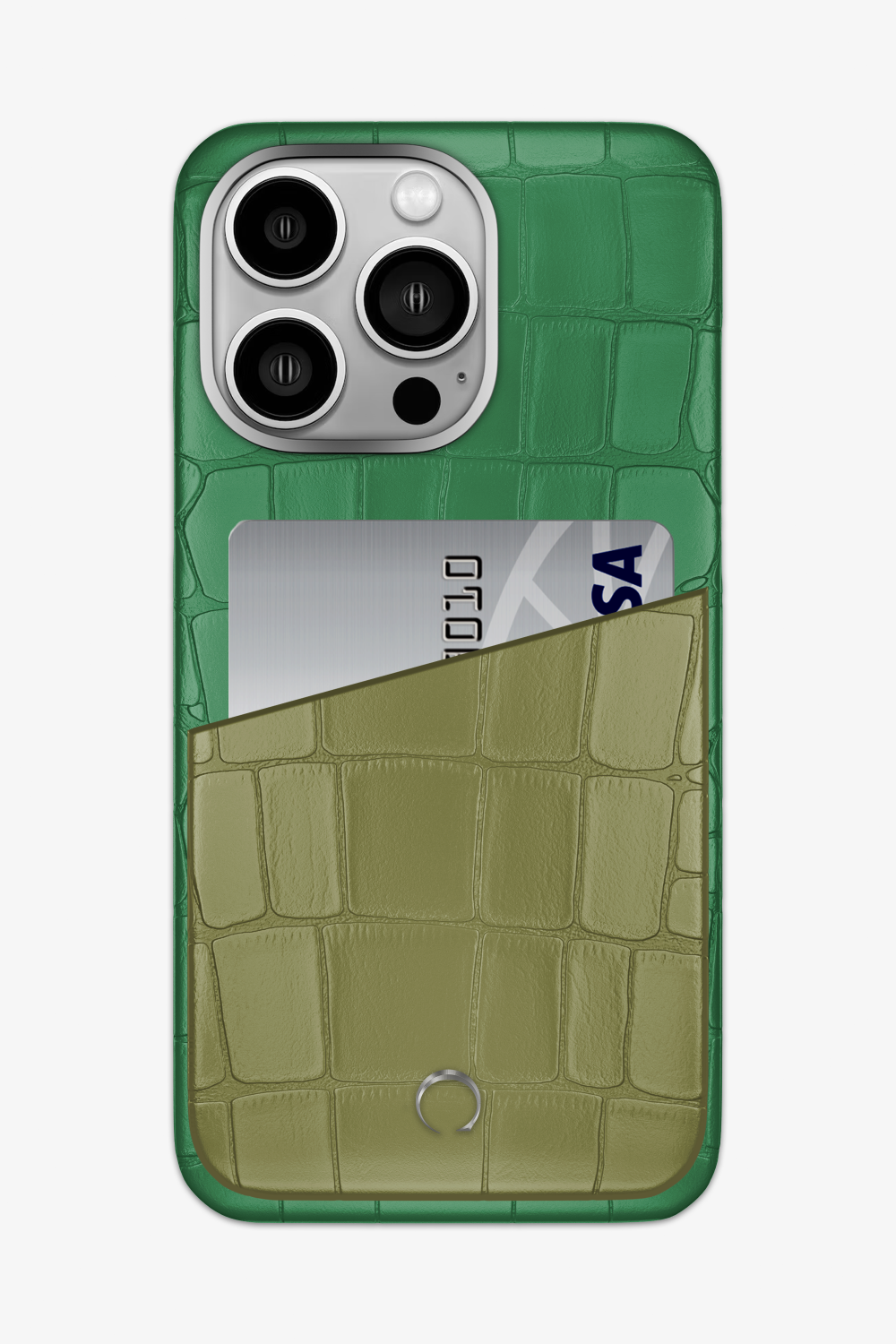 Alligator Pocket Case for iPhone 15 Pro Max - Green Emerald / Khaki - zollofrance