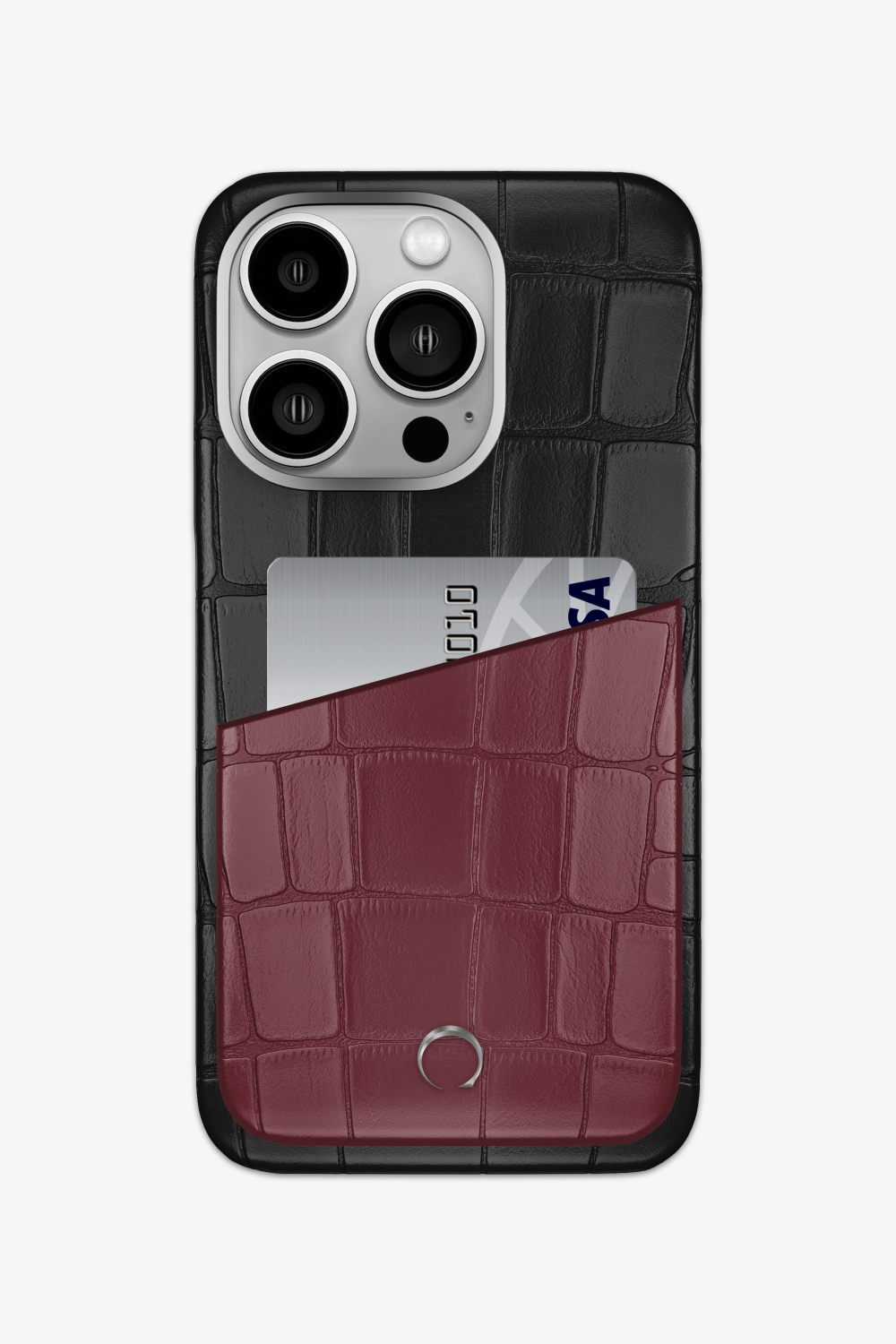Alligator Pocket Case for iPhone 15 Pro - Black / Burgundy - zollofrance