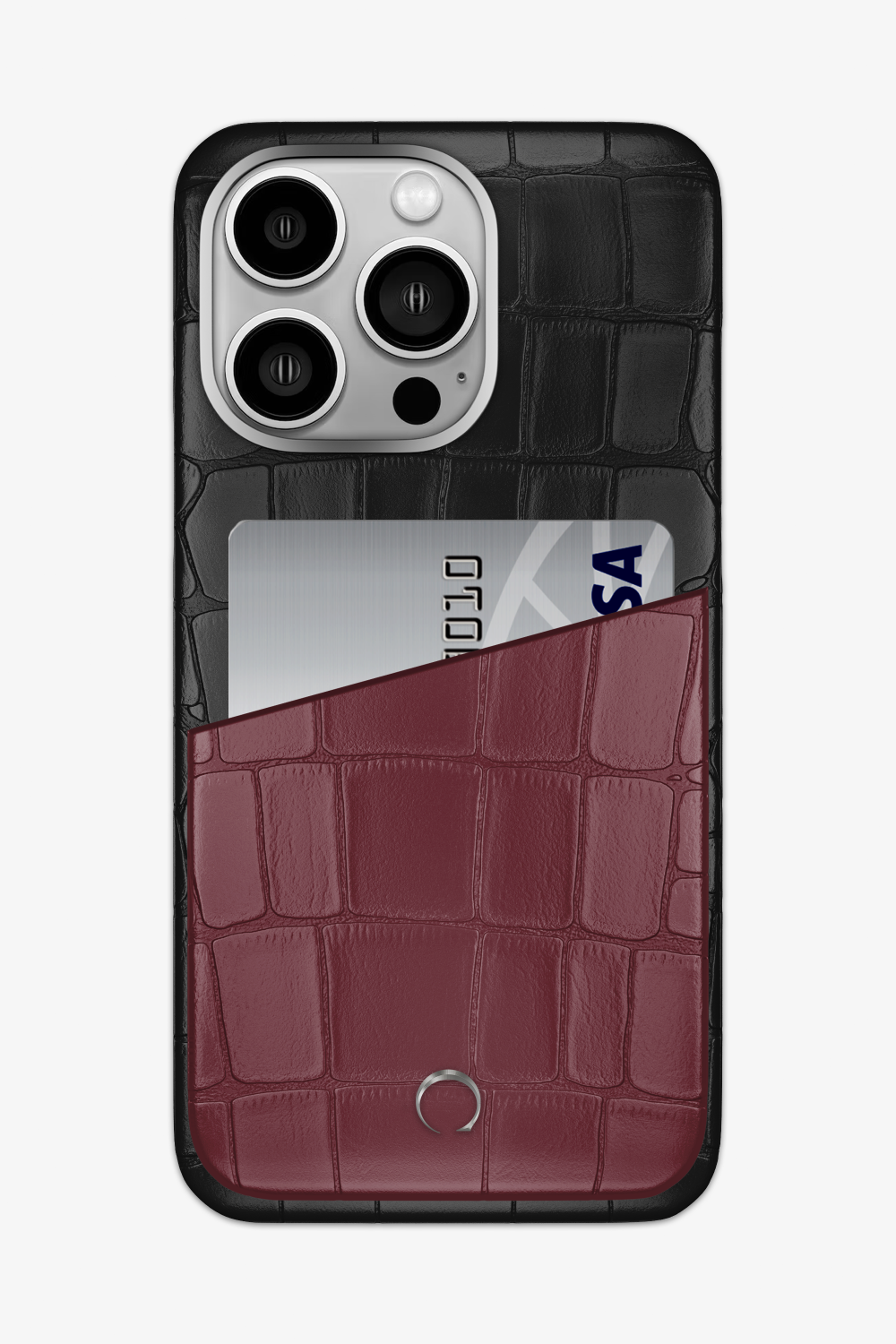 Alligator Pocket Case for iPhone 14 Pro Max - Black / Burgundy - zollofrance