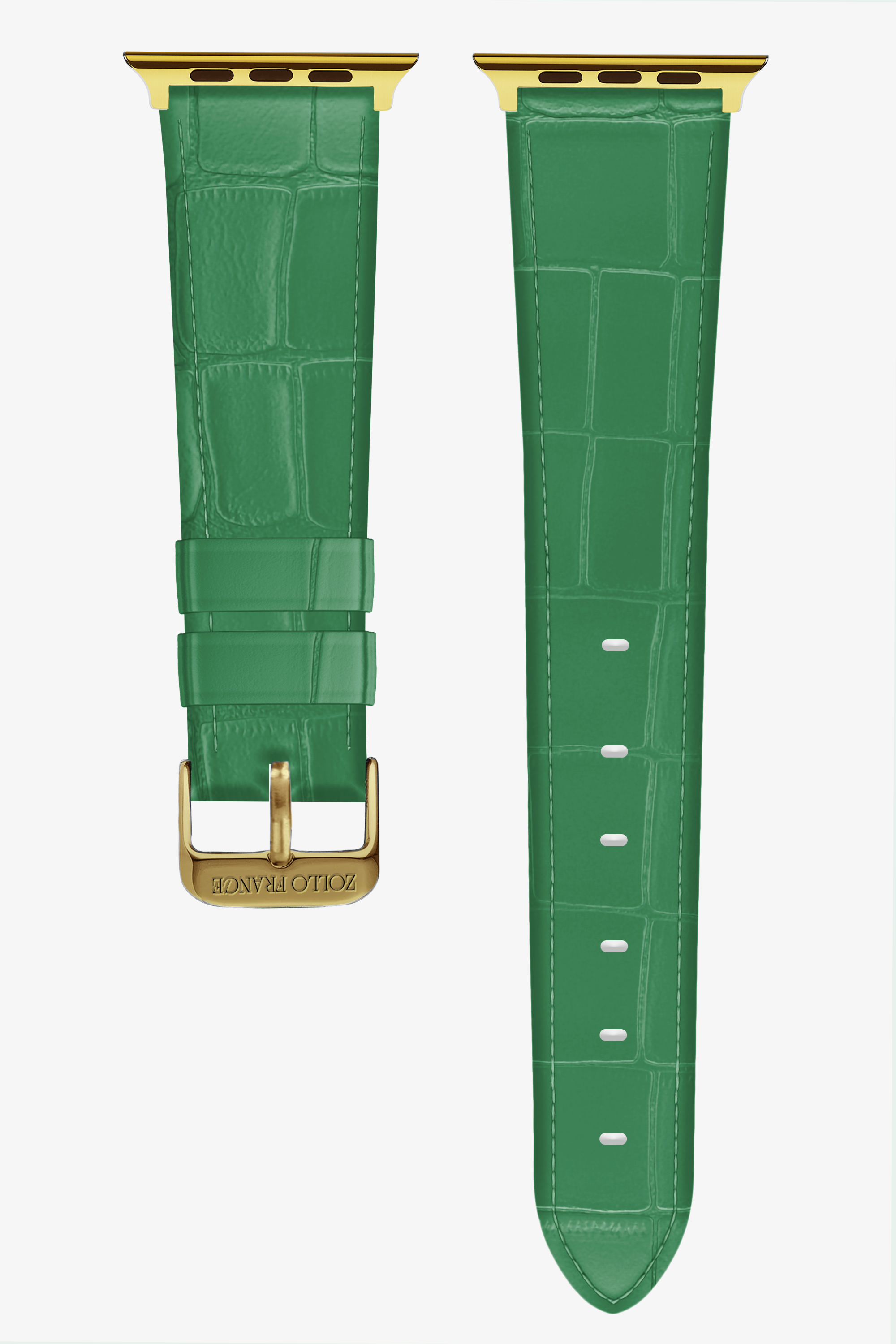Green Alligator Apple Watch Straps - Gold / Series 8 (45mm) - zollofrance