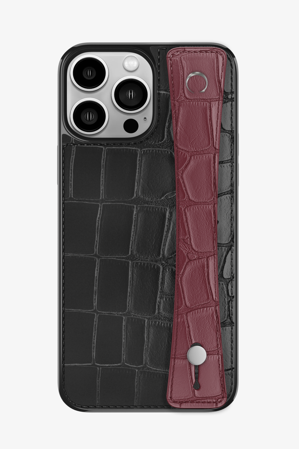 Alligator Sports Strap Case for iPhone 15 Pro Max - Black / Burgundy - zollofrance