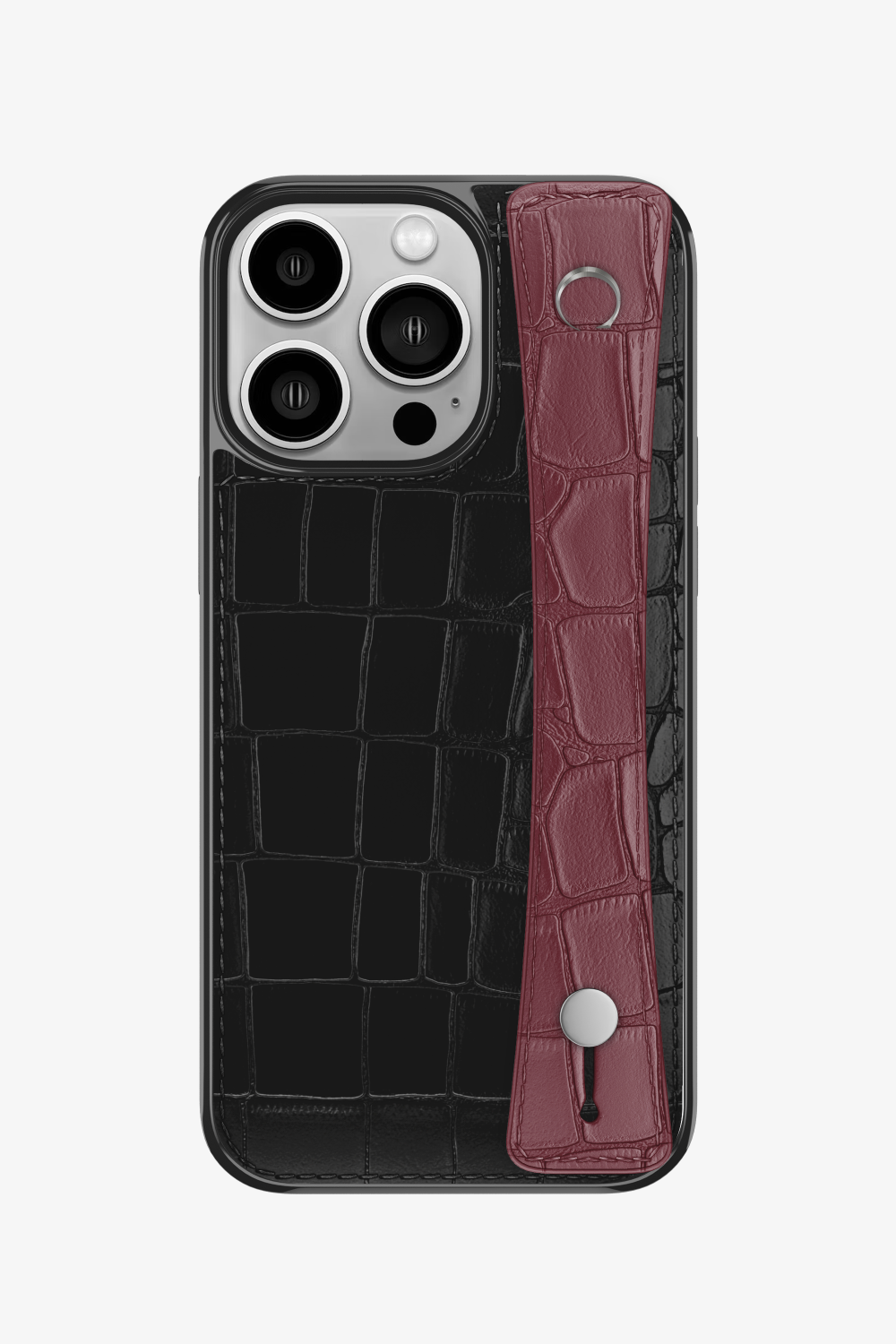 Alligator Sports Strap Case for iPhone 14 Pro - Black / Burgundy - zollofrance