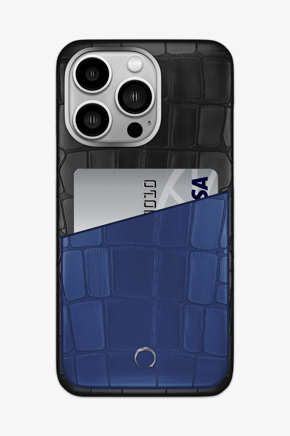 Alligator Pocket Case for iPhone 15 Pro Max - Black / Navy Blue - zollofrance