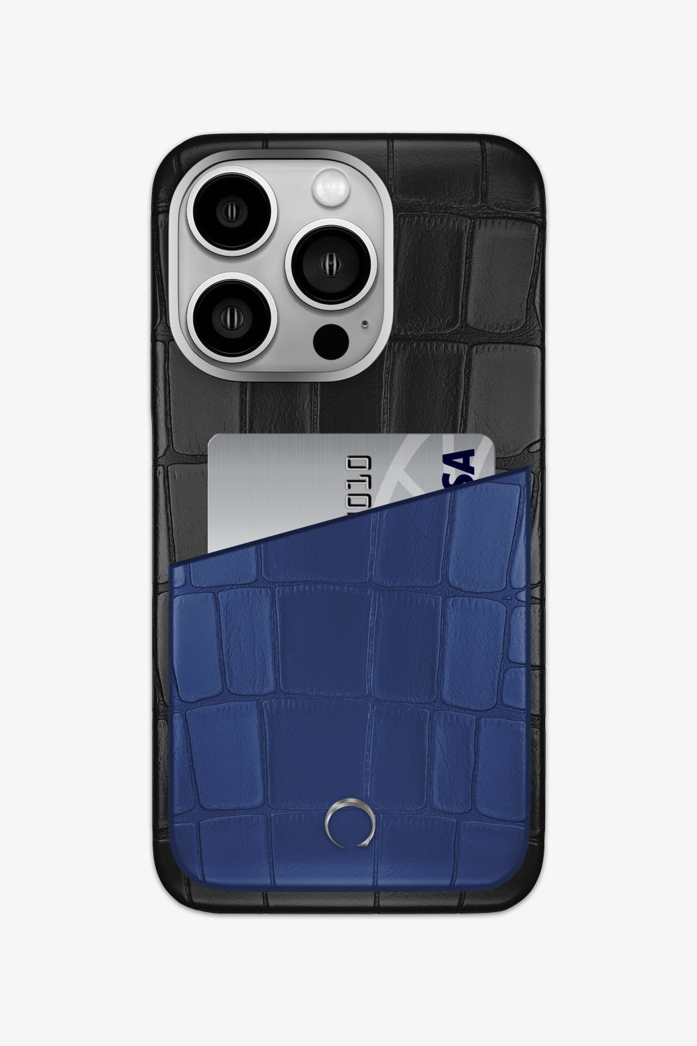 Alligator Pocket Case for iPhone 15 Pro - Black / Navy Blue - zollofrance