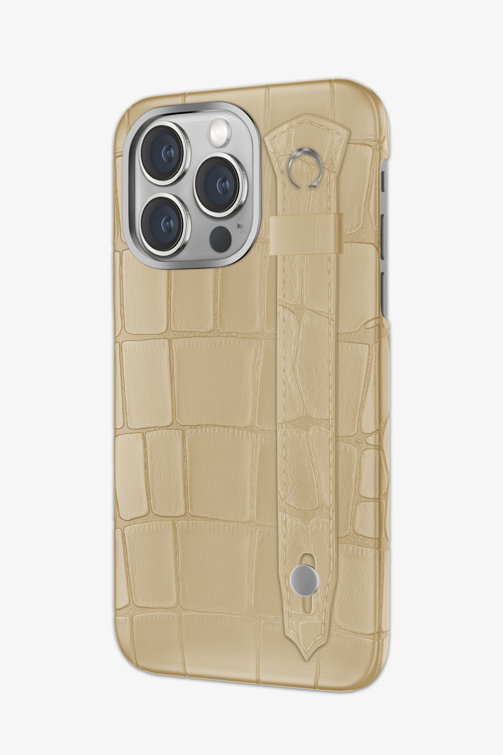 Vanilla Alligator Strap Case for iPhone 14 Pro - Stainless Steel / Vanilla - zollofrance