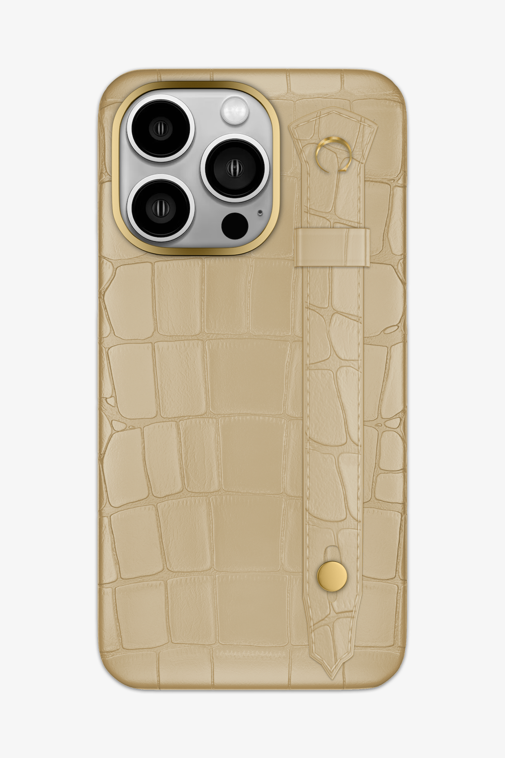 Vanilla Alligator Strap Case for iPhone 15 Pro Max - Gold / Vanilla - zollofrance