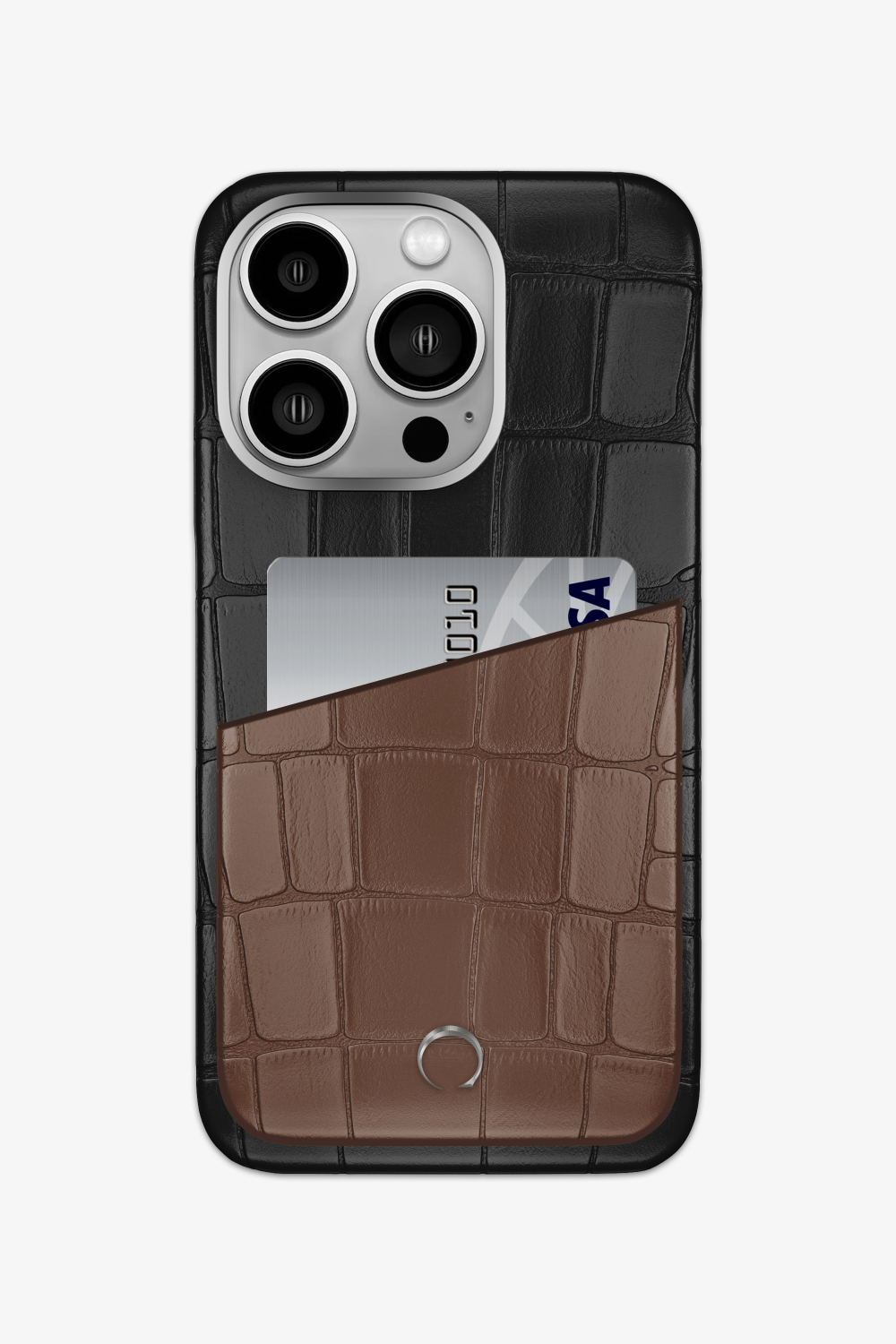Alligator Pocket Case for iPhone 15 Pro - Black / Cocoa - zollofrance