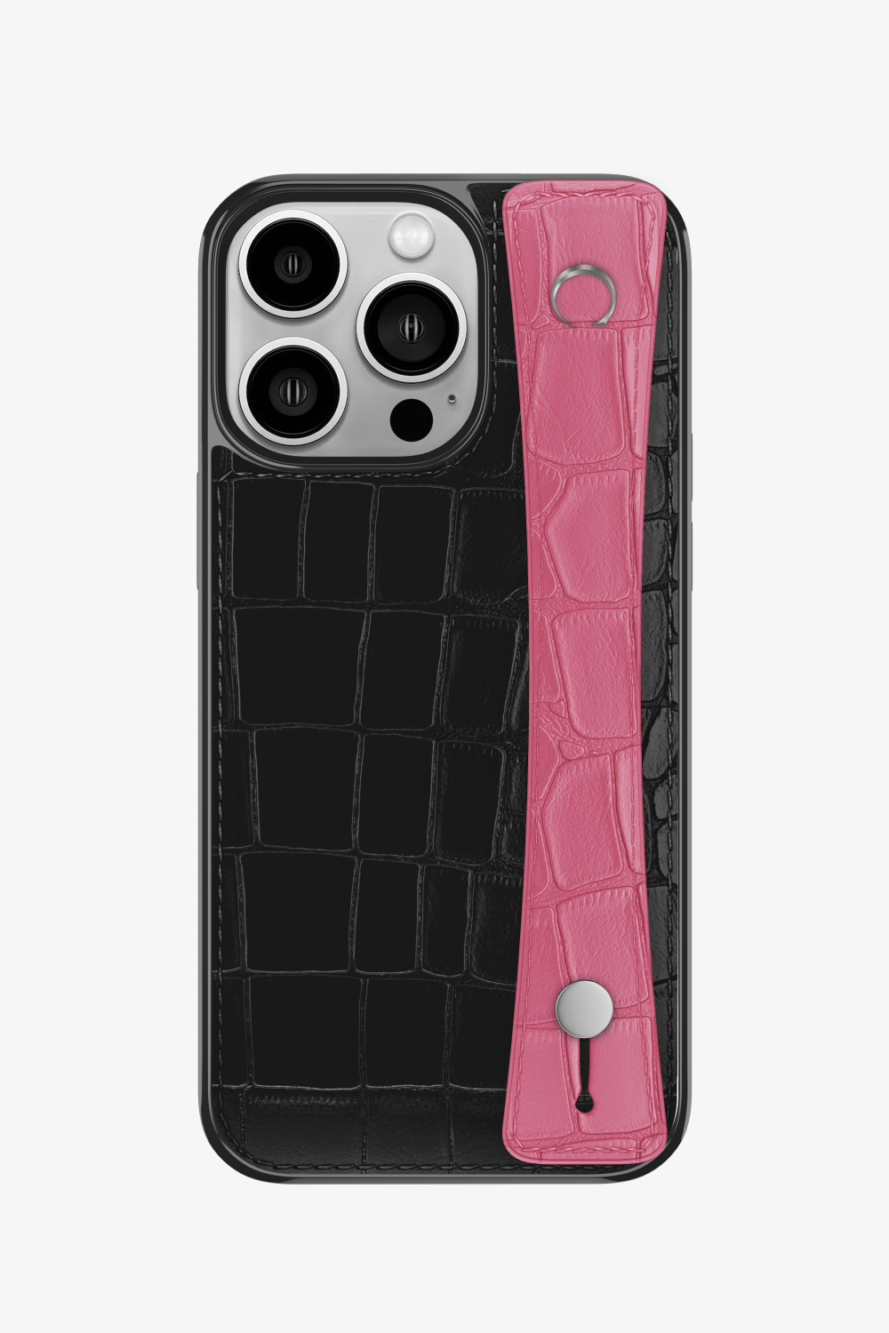 Alligator Sports Strap Case for iPhone 14 Pro - Black / Pink - zollofrance