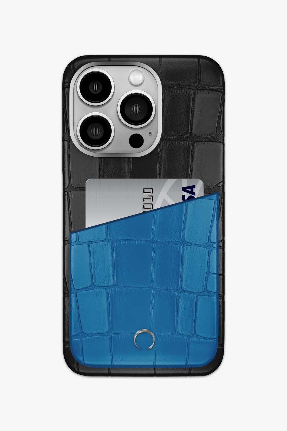 Alligator Pocket Case for iPhone 15 Pro - Black / Blue Lagoon - zollofrance
