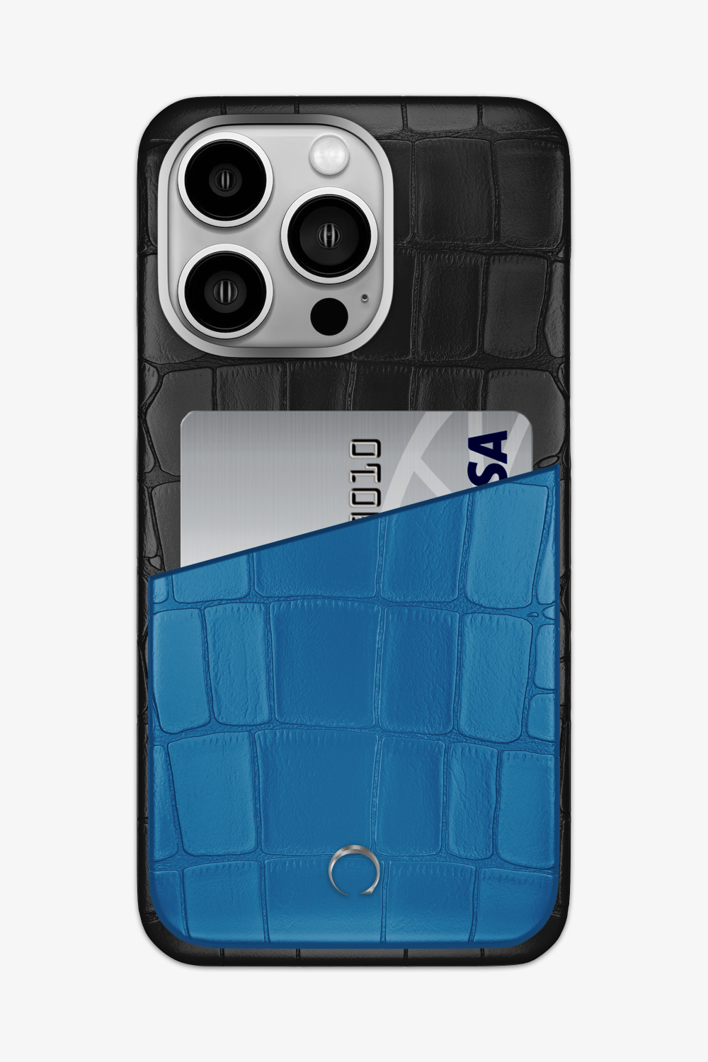 Alligator Pocket Case for iPhone 15 Pro Max - Black / Blue Lagoon - zollofrance