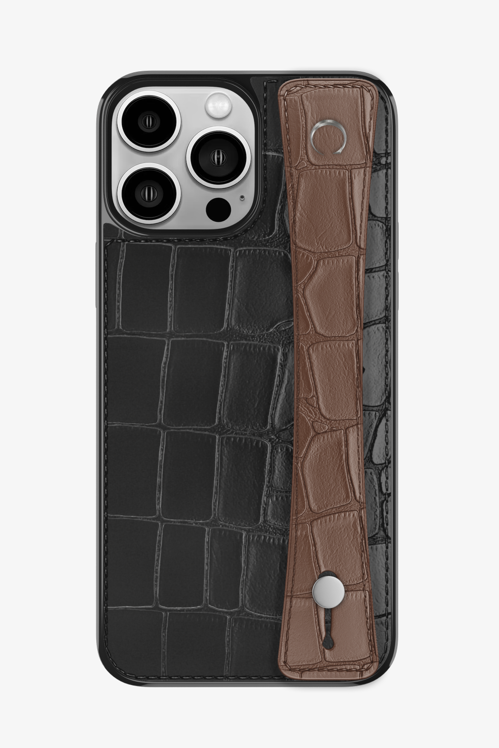 Alligator Sports Strap Case for iPhone 15 Pro Max - Black / Cocoa - zollofrance
