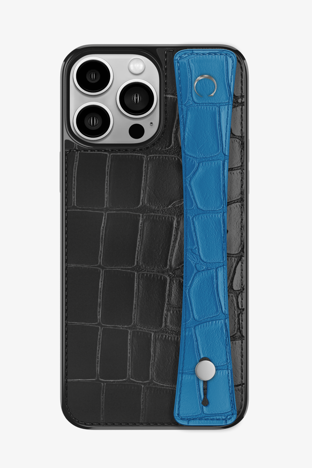 Alligator Sports Strap Case for iPhone 15 Pro Max - Black / Blue Lagoon - zollofrance