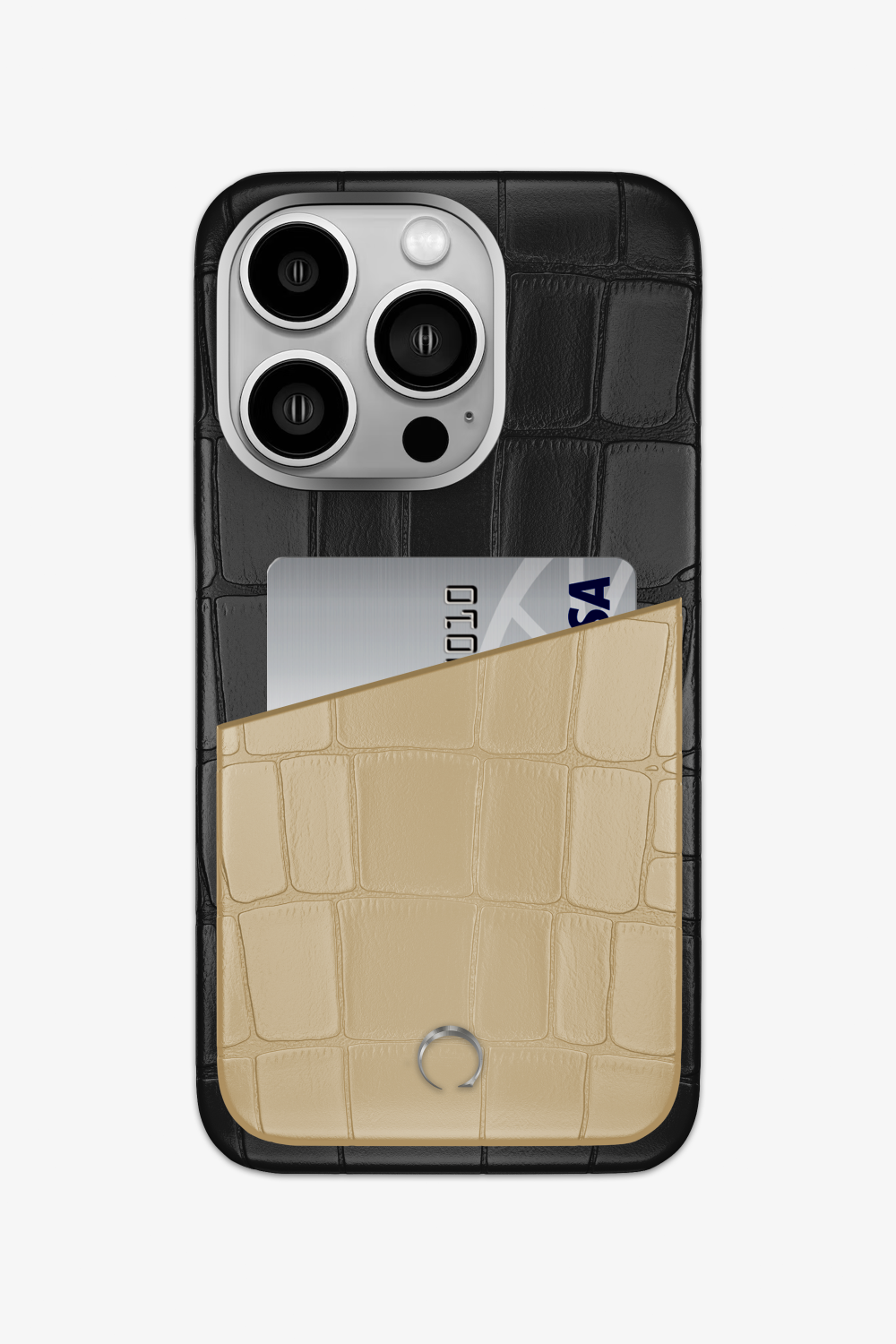 Alligator Pocket Case for iPhone 15 Pro - Black / Vanilla - zollofrance